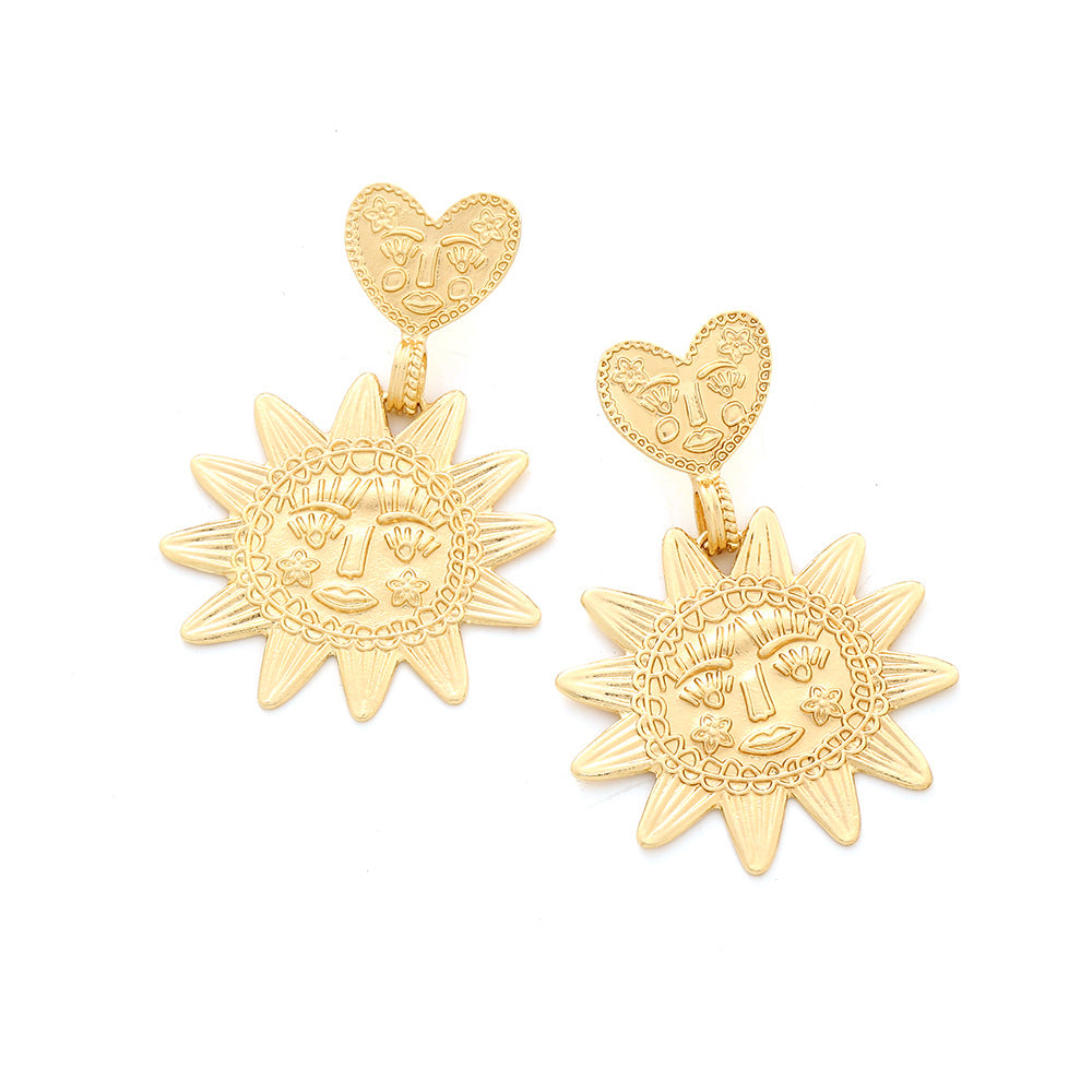Metal Glare & Heart Gold Earring JLT12941