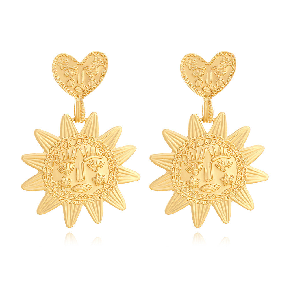 Metal Glare & Heart Gold Earring JLT12941