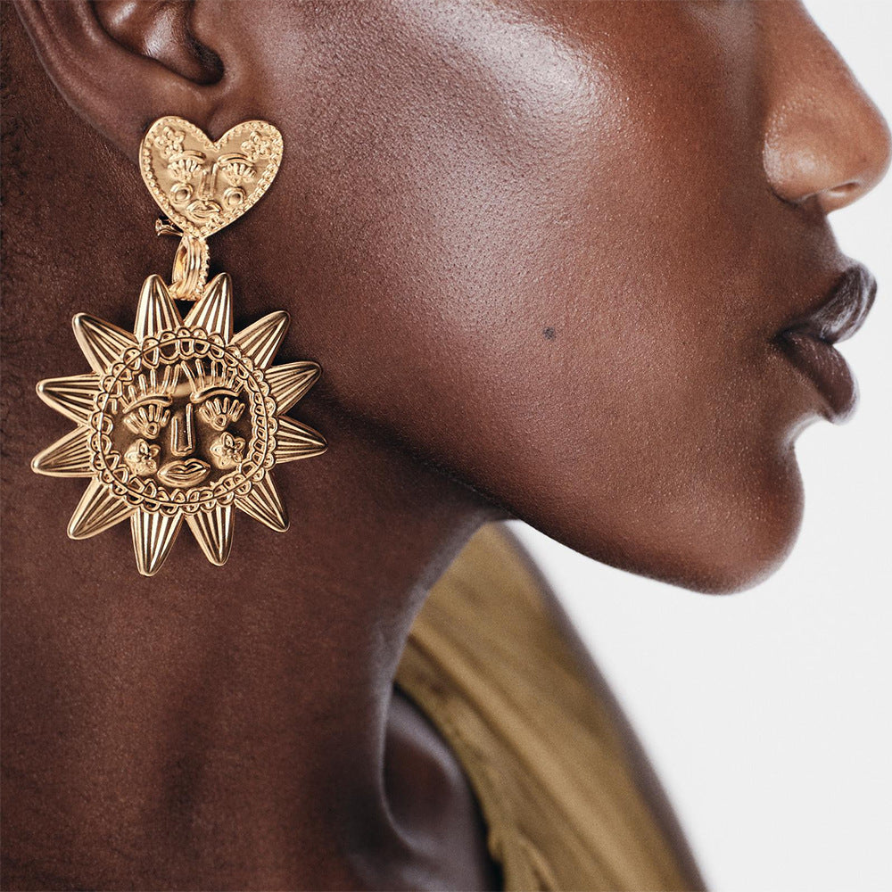 Metal Glare & Heart Gold Earring JLT12941