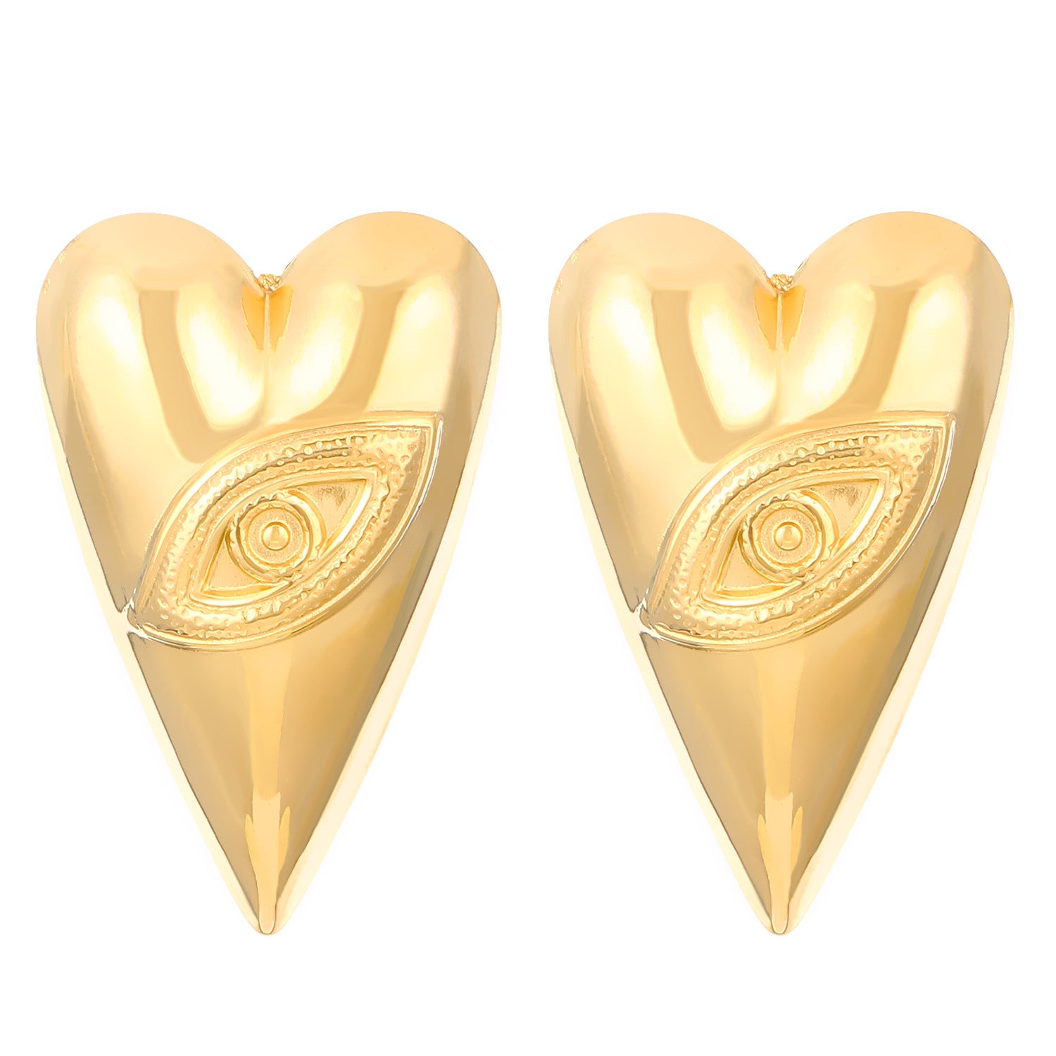 Engraved Eye Styled Heart Shaped Glow Stud Earrings JLT12943