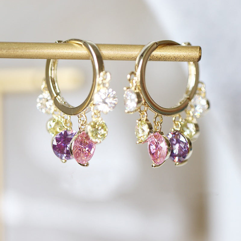 Multicolor Crystal Hoop Drop Earring JLT12945