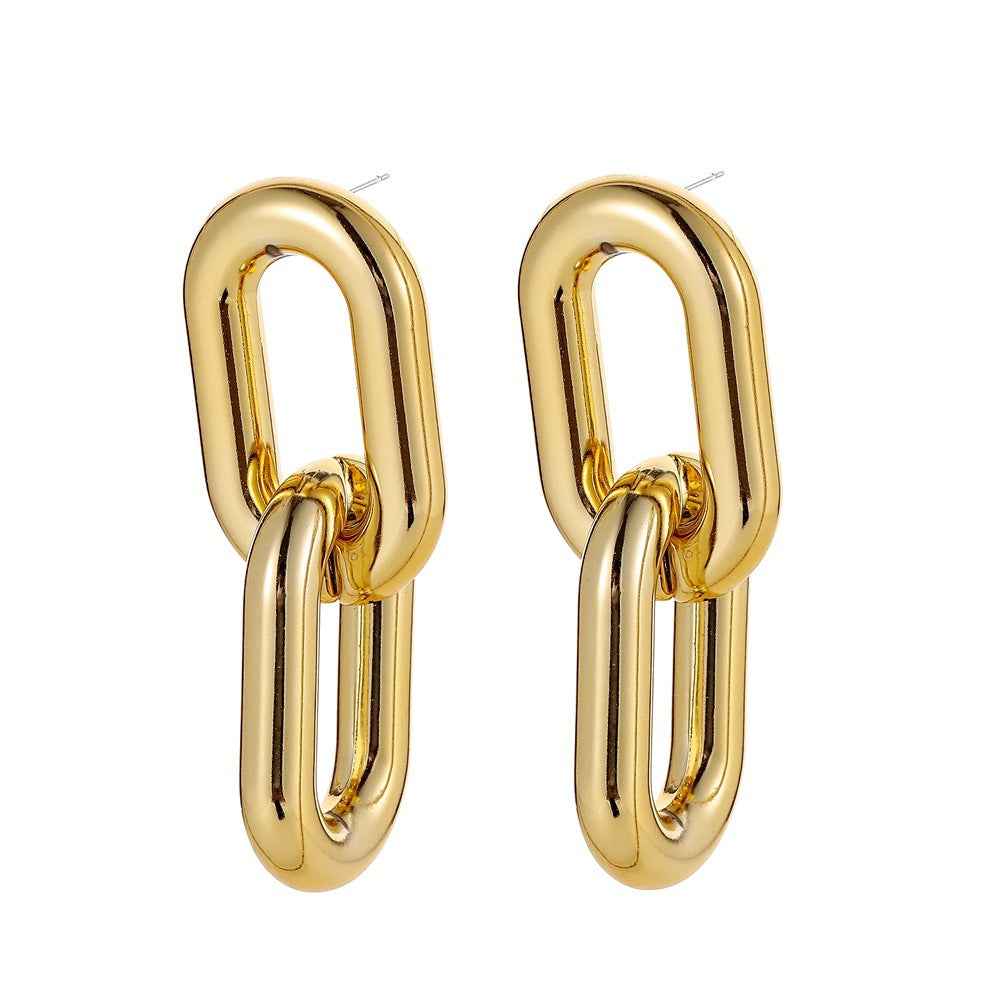 Chain Link Styled Gold Earring JLT12946