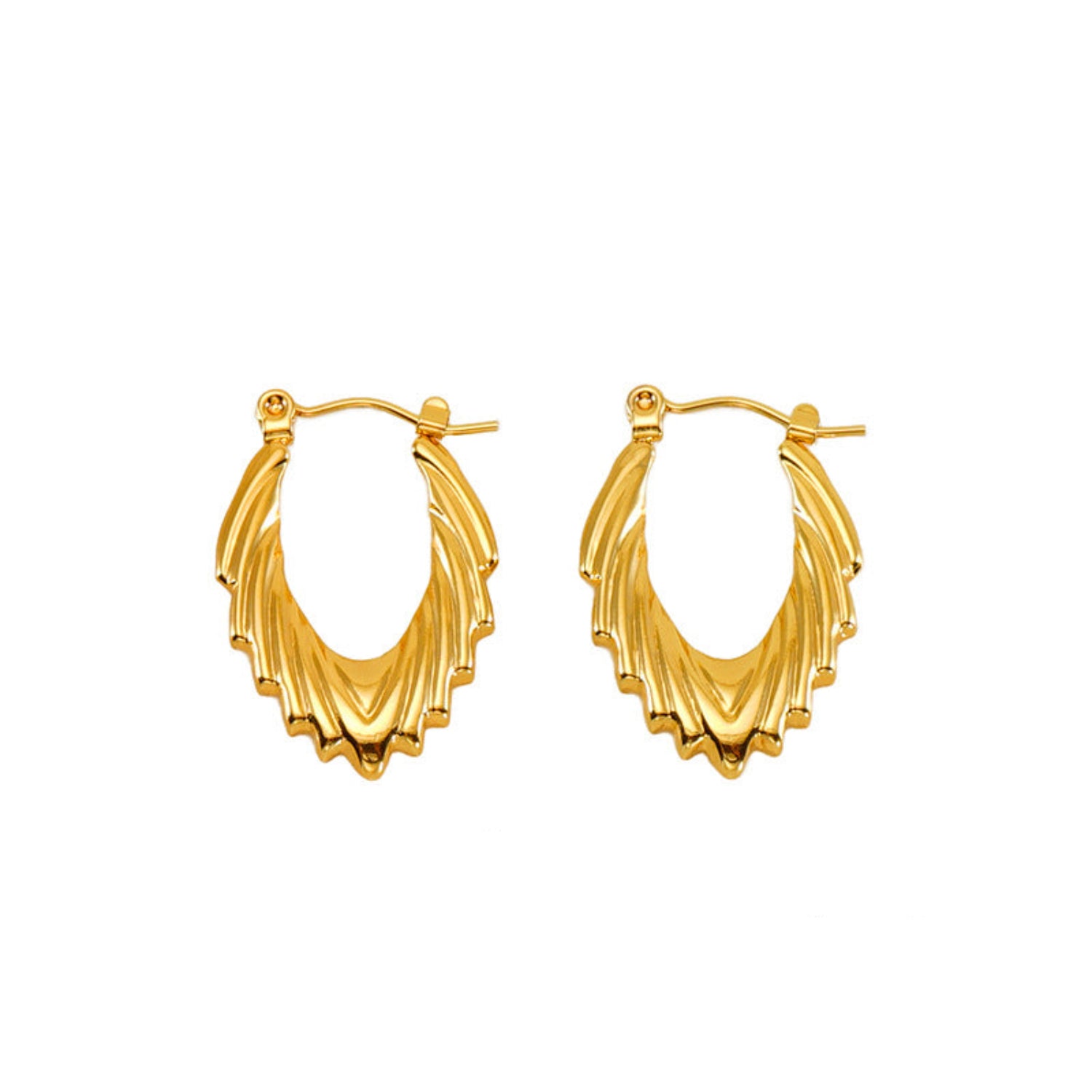 Elongated Shaped Hoop Gold Earring JLT12953