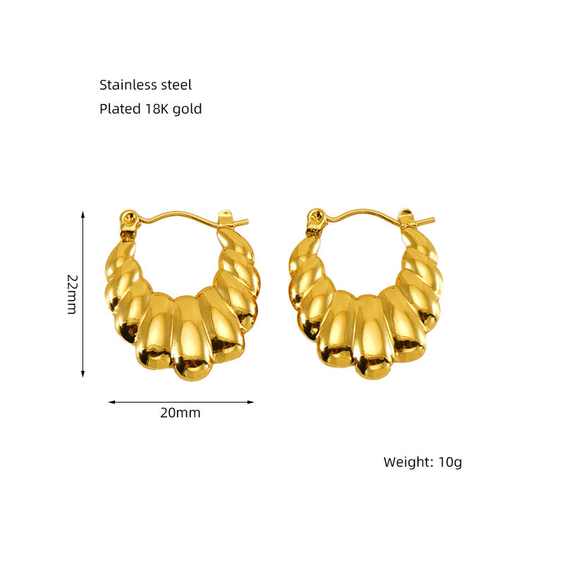 Puffed shaped Hoop Gold Earring JLT12954