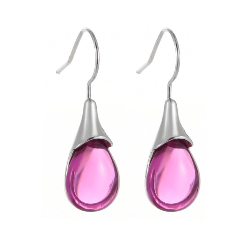 Teardrop Shaped Stone Drop Silver Earring JLT12957