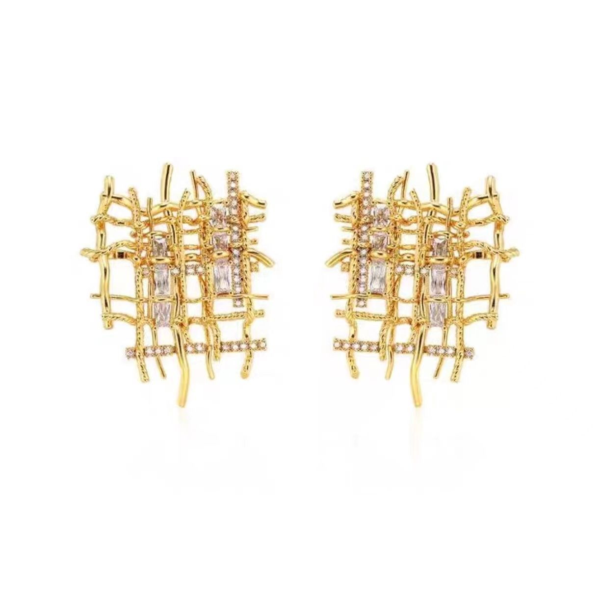 Geometric style Hoop Gold Earing JLT12958
