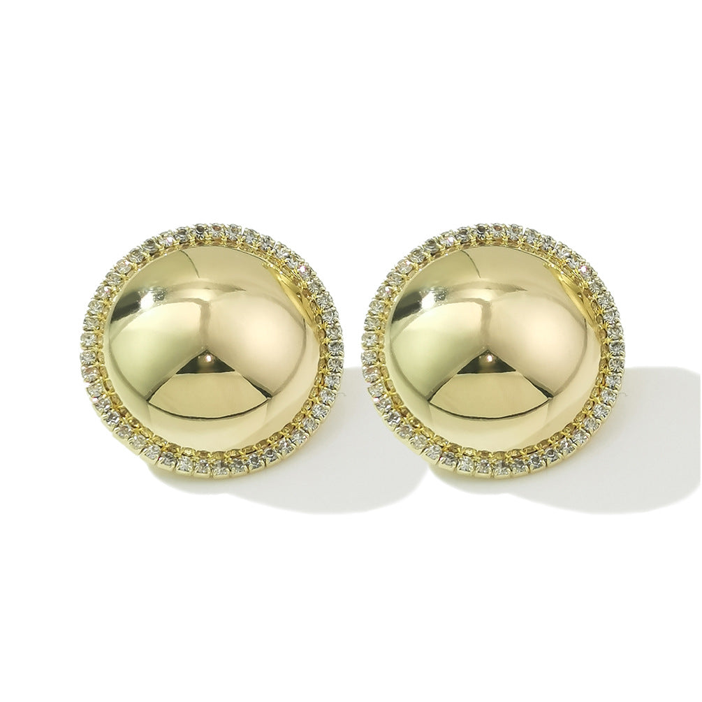Halo Button Style Omega Back Hoop Earring JLT12964
