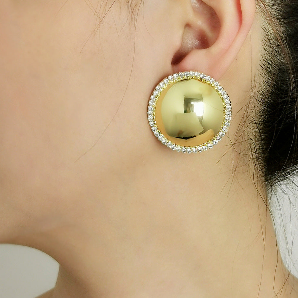 Halo Button Style Omega Back Hoop Earring JLT12964