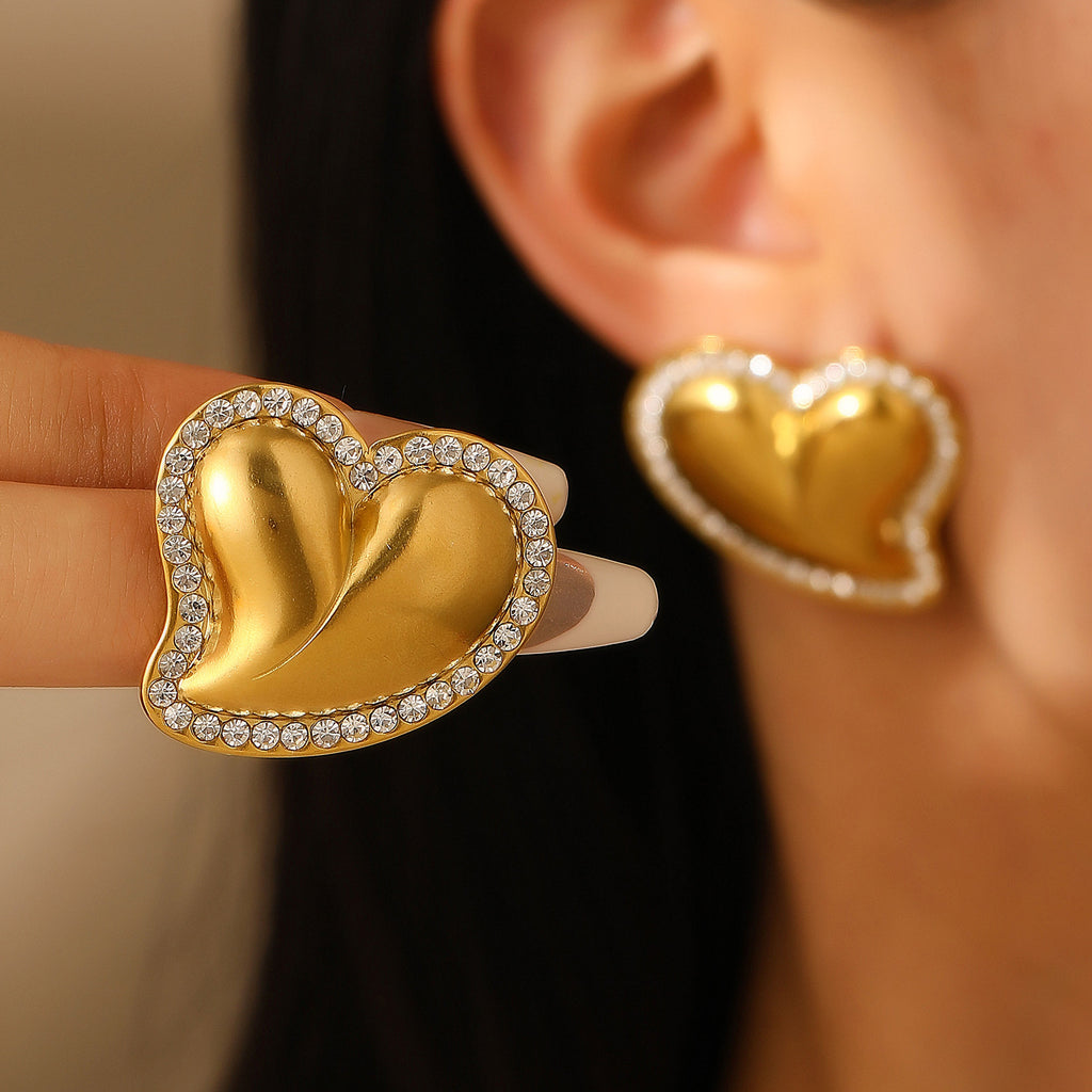 Geometric irregular Heart Shaped Elegant Stud Earring JLT12967