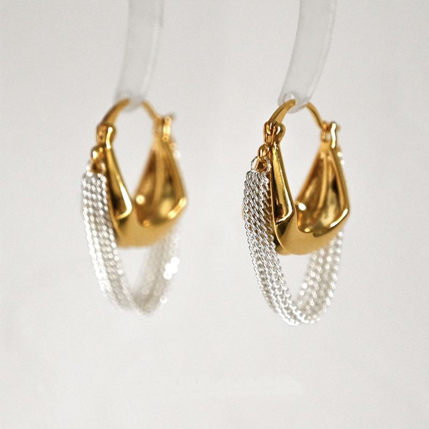 Multi layer Chain Drop Hoop Gold Earring JLT12981