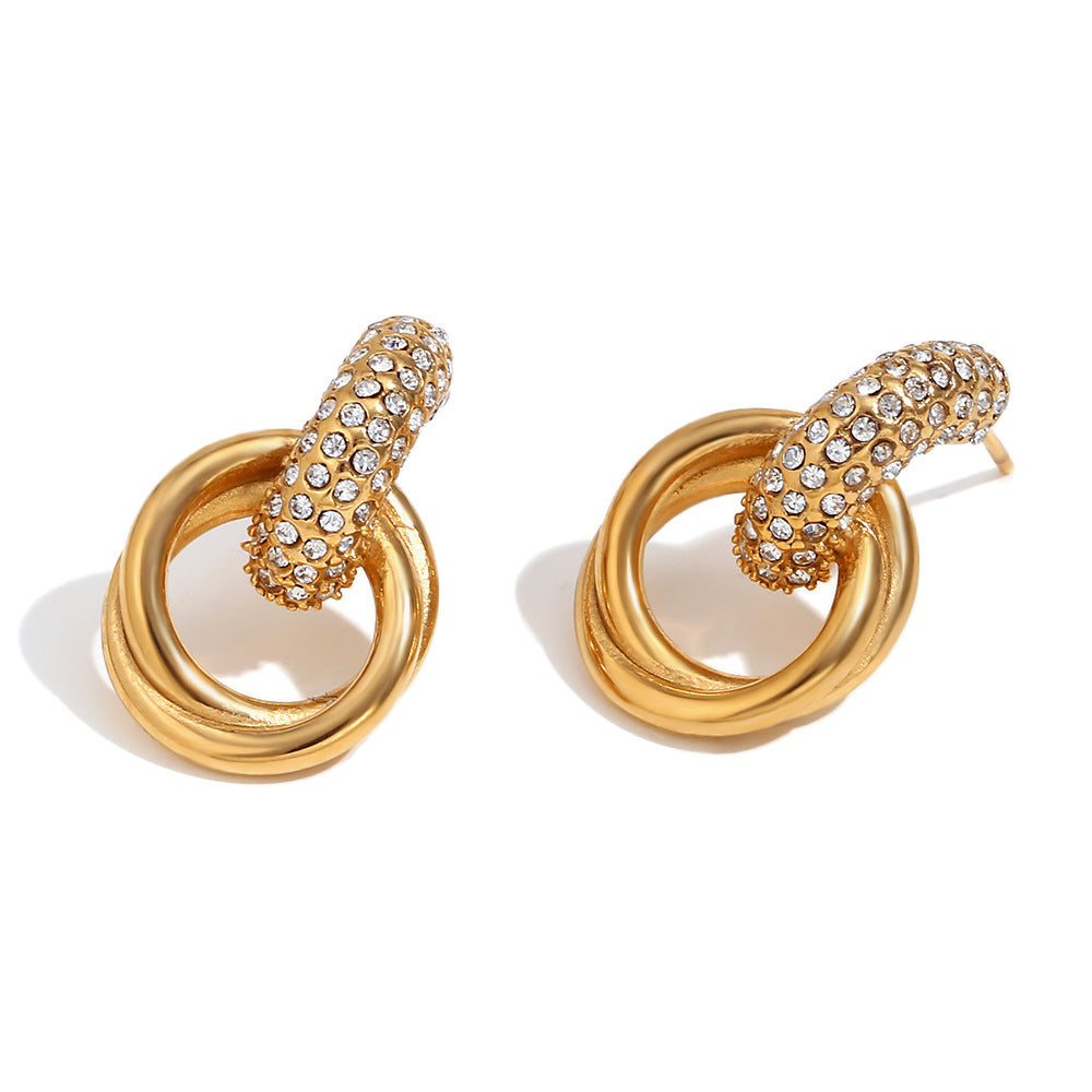 Geometric Style Multi Layer Stud Gold Earring JLT12984