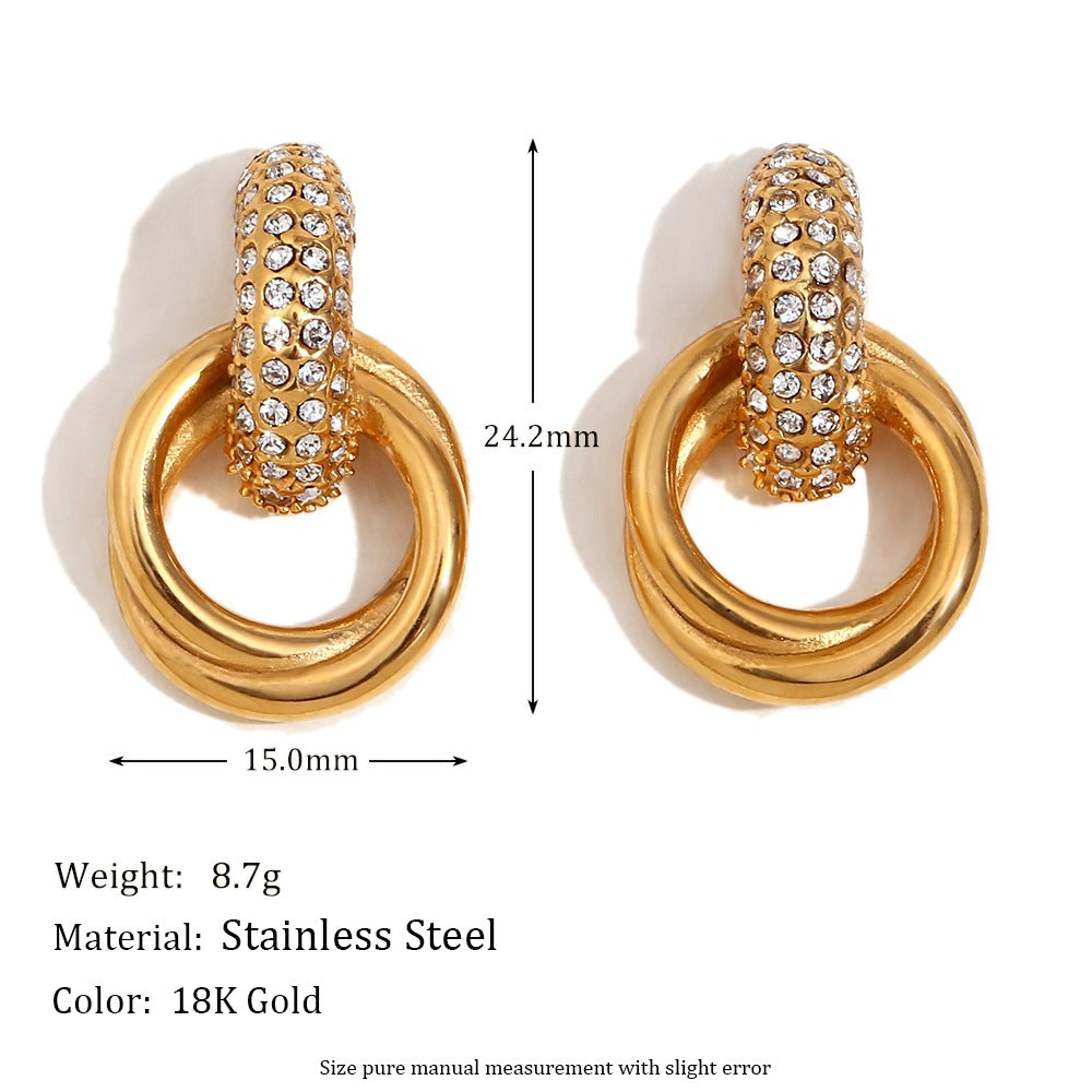 Geometric Style Multi Layer Stud Gold Earring JLT12984