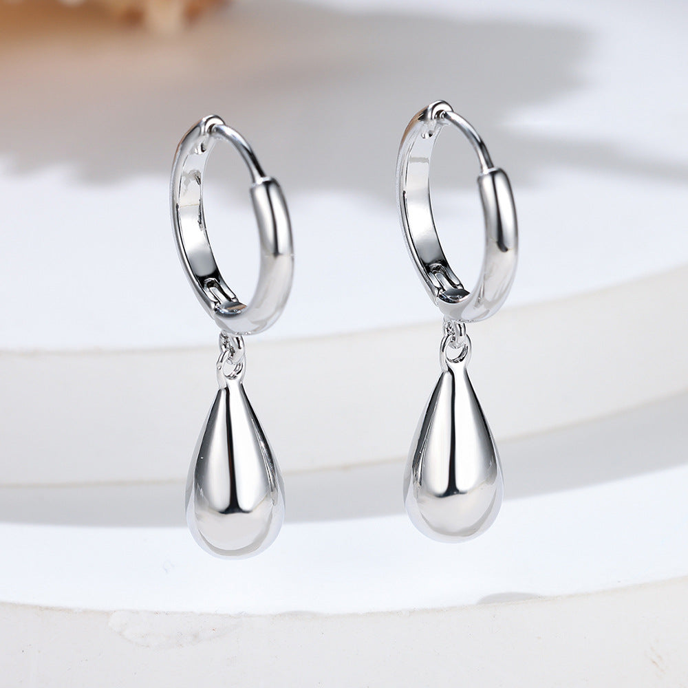 Water Drop Hoop Silver Earring JLT12987