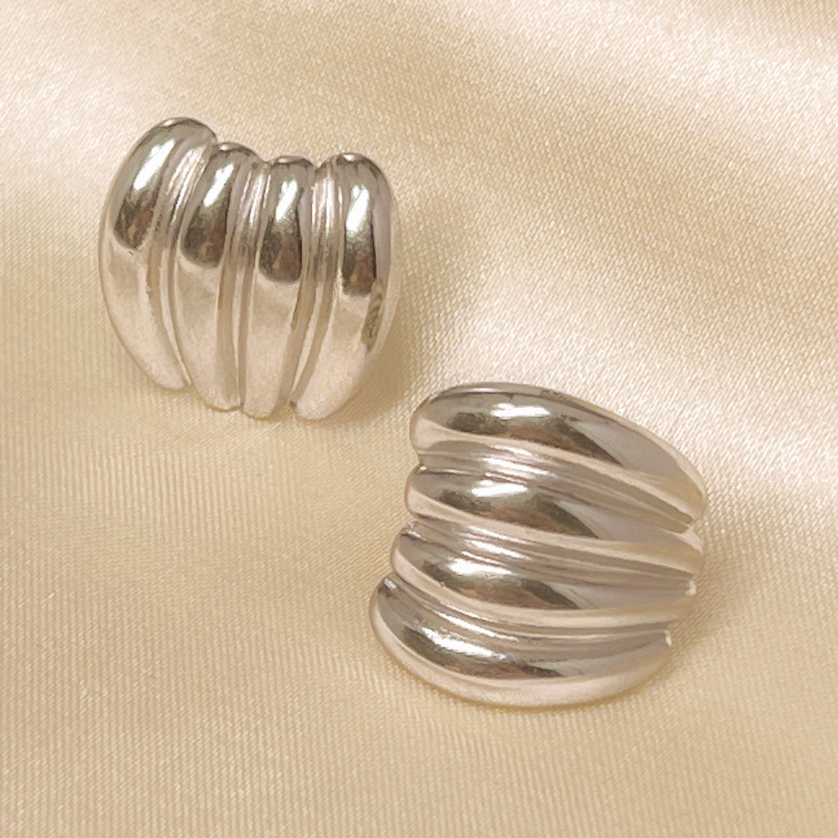 Geometric Style Metal Irregular Hoop Silver Earring JLT12991