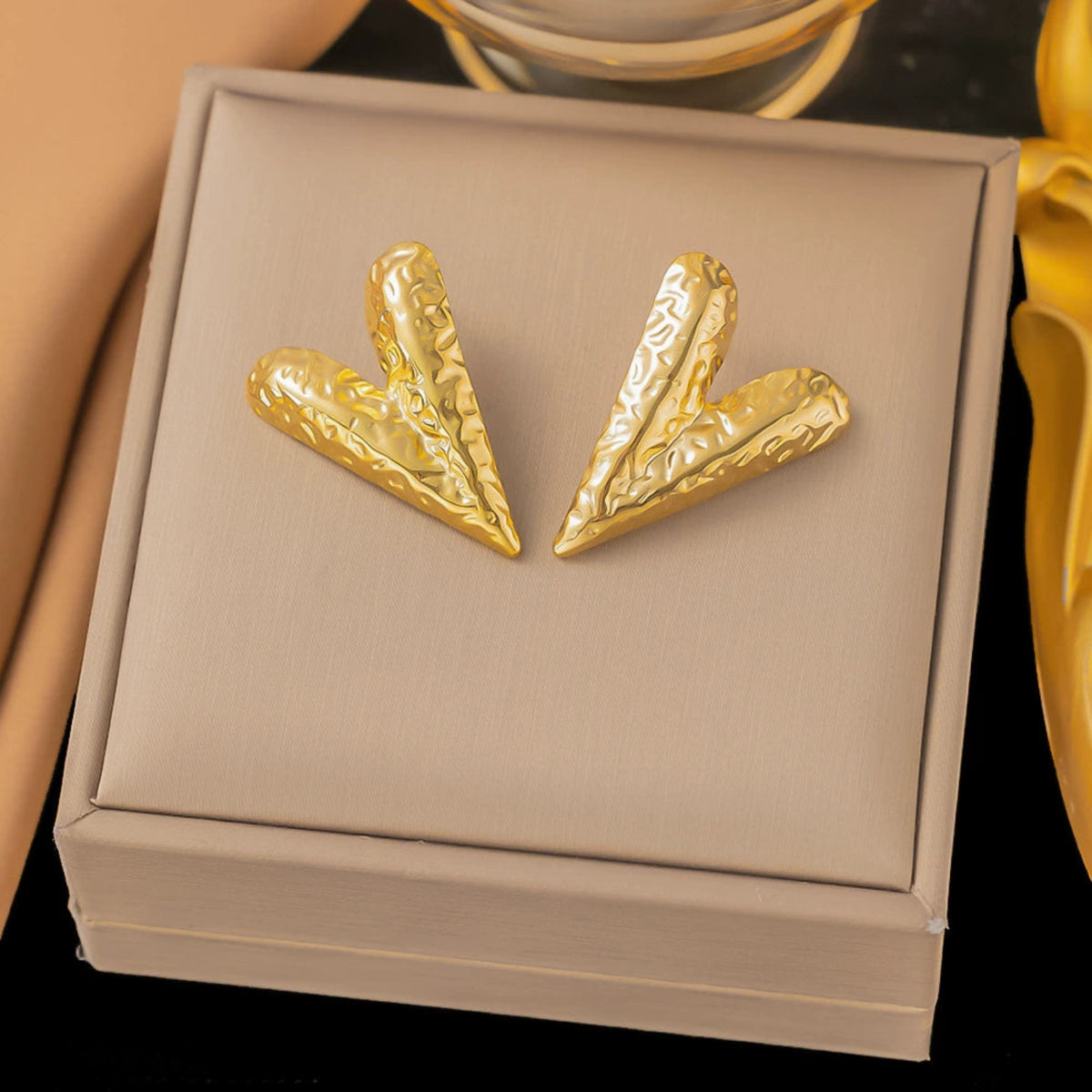 Geometric Style Vortex Stud Hoop Gold Earring JLT12998