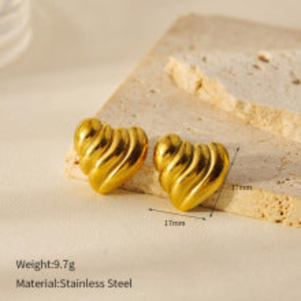 Ribbed Tone Heart Studs JLT13058