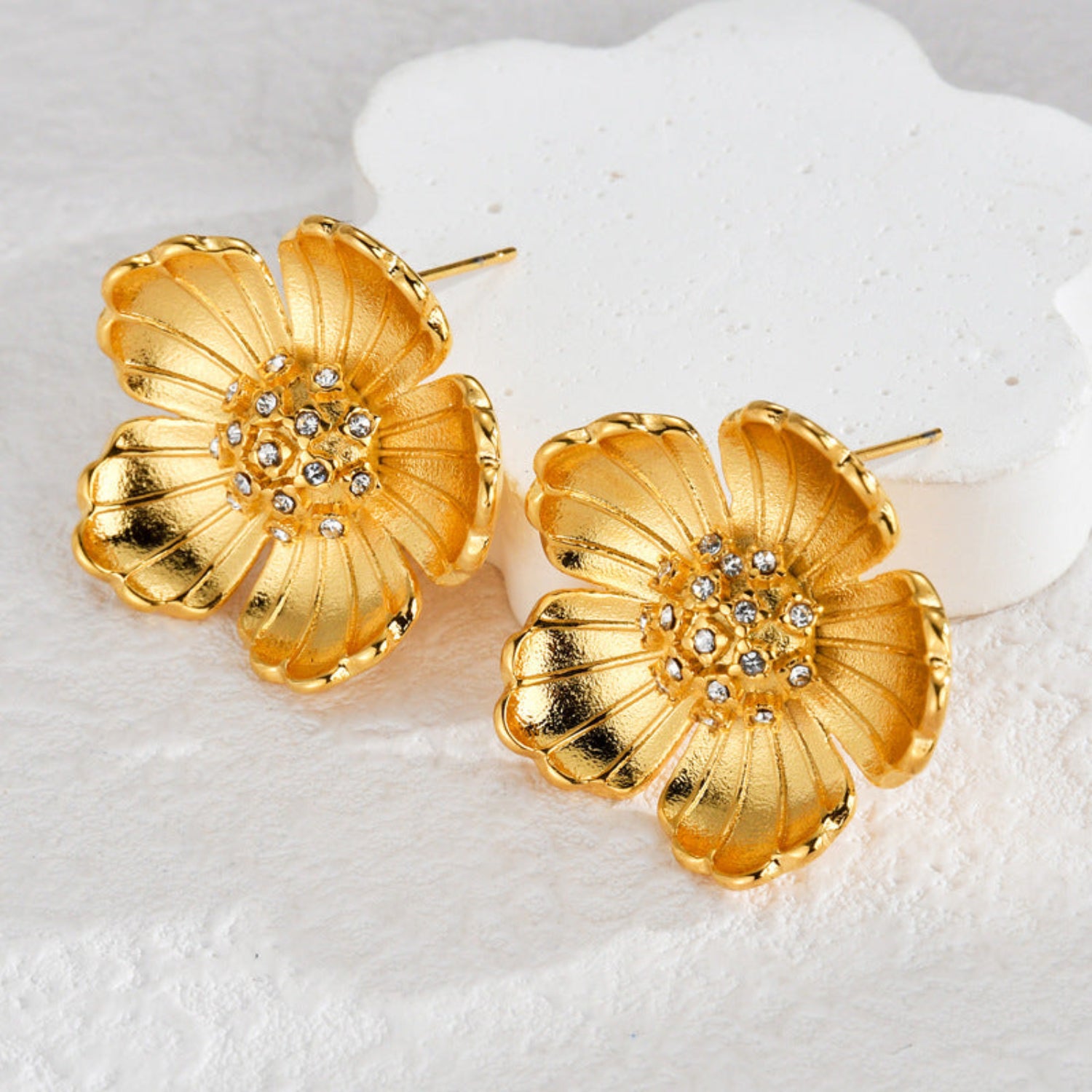 Radiant Golden Blossom Stud Earrings JLT13072