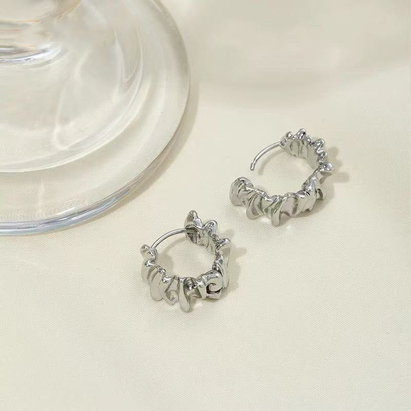 Silver Crinkle Hoops JLT13233