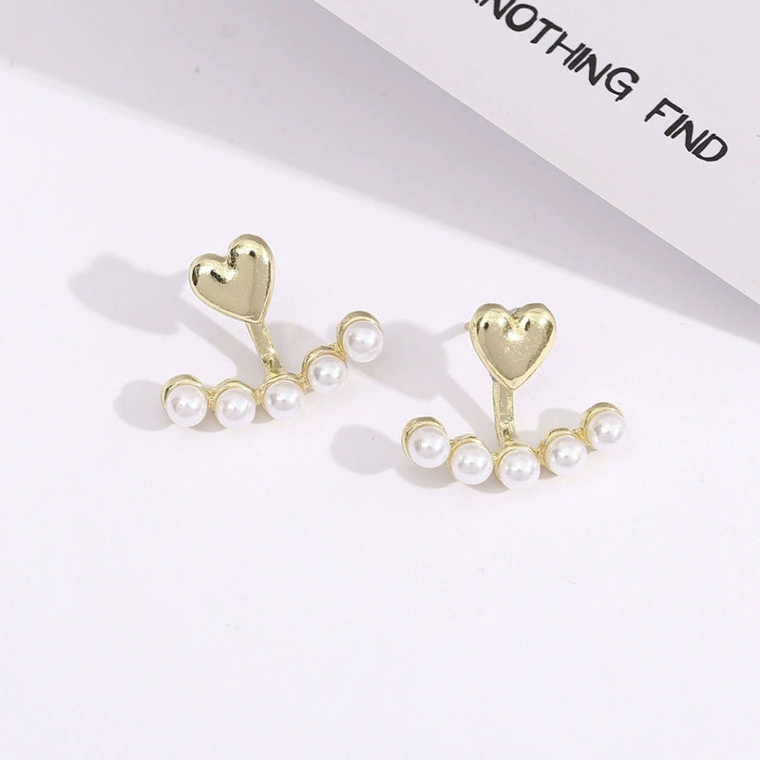 Gold Heart Pearl Jacket Earrings JLT13527