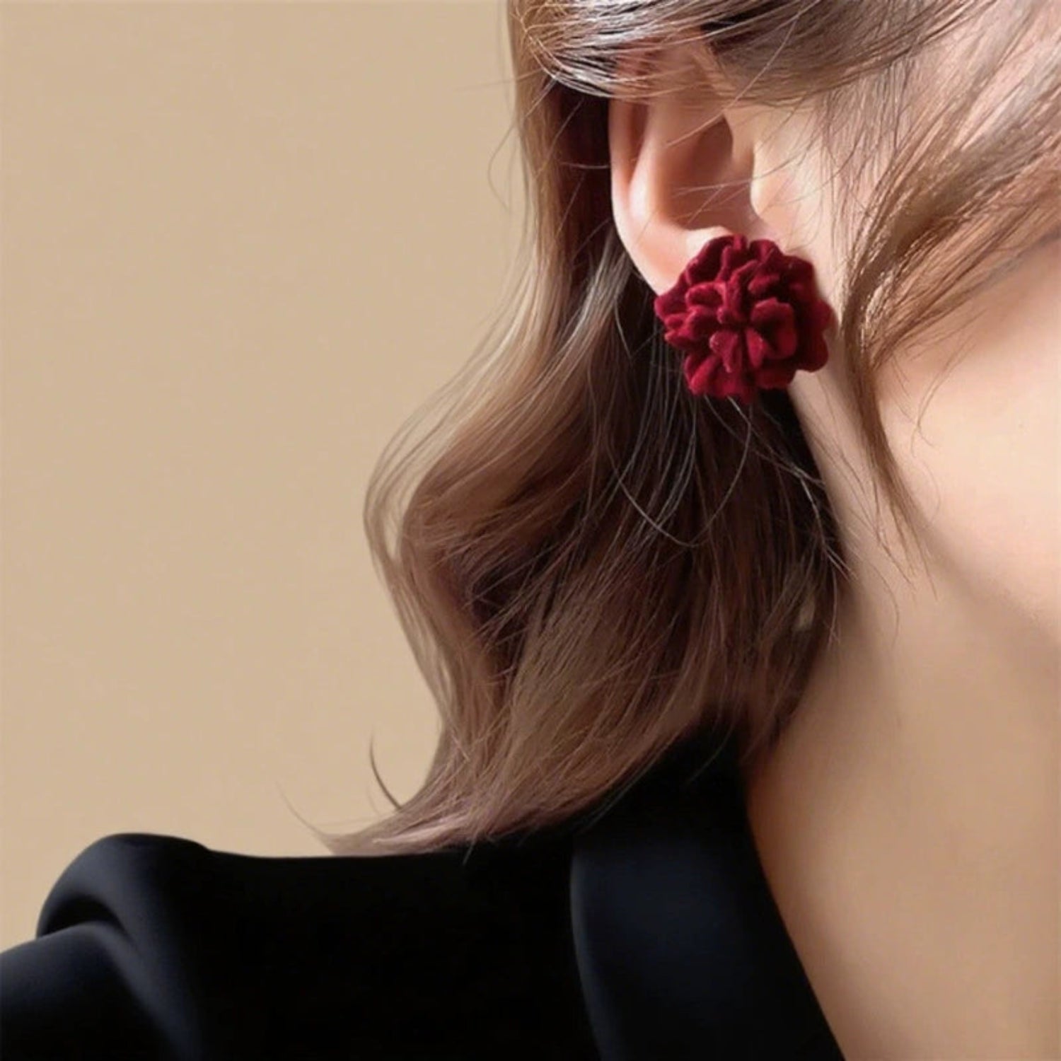 Velvet Red Rose Stud Earrings JLT13532