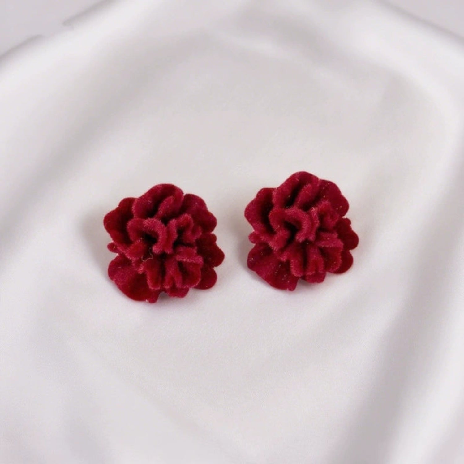 Velvet Red Rose Stud Earrings JLT13532