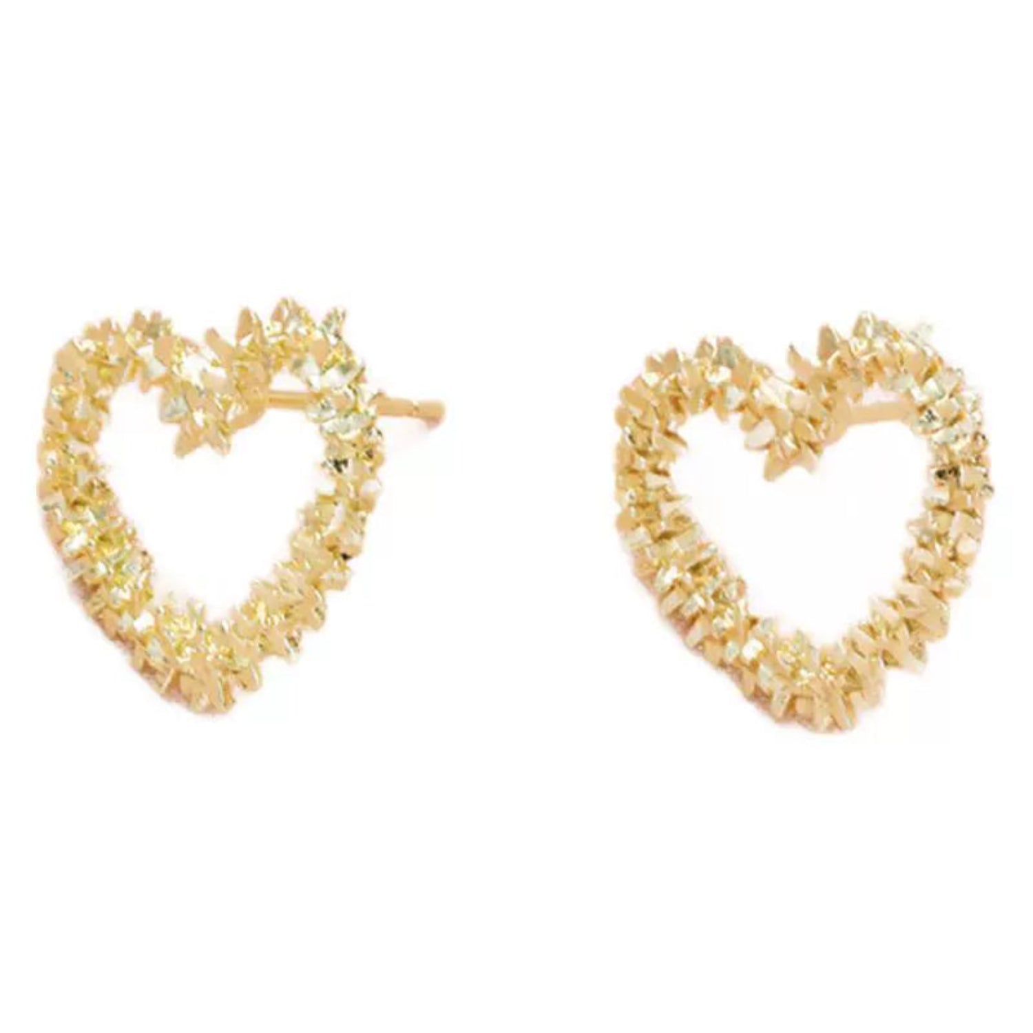 Gold Textured Open Heart Studs JLT13533