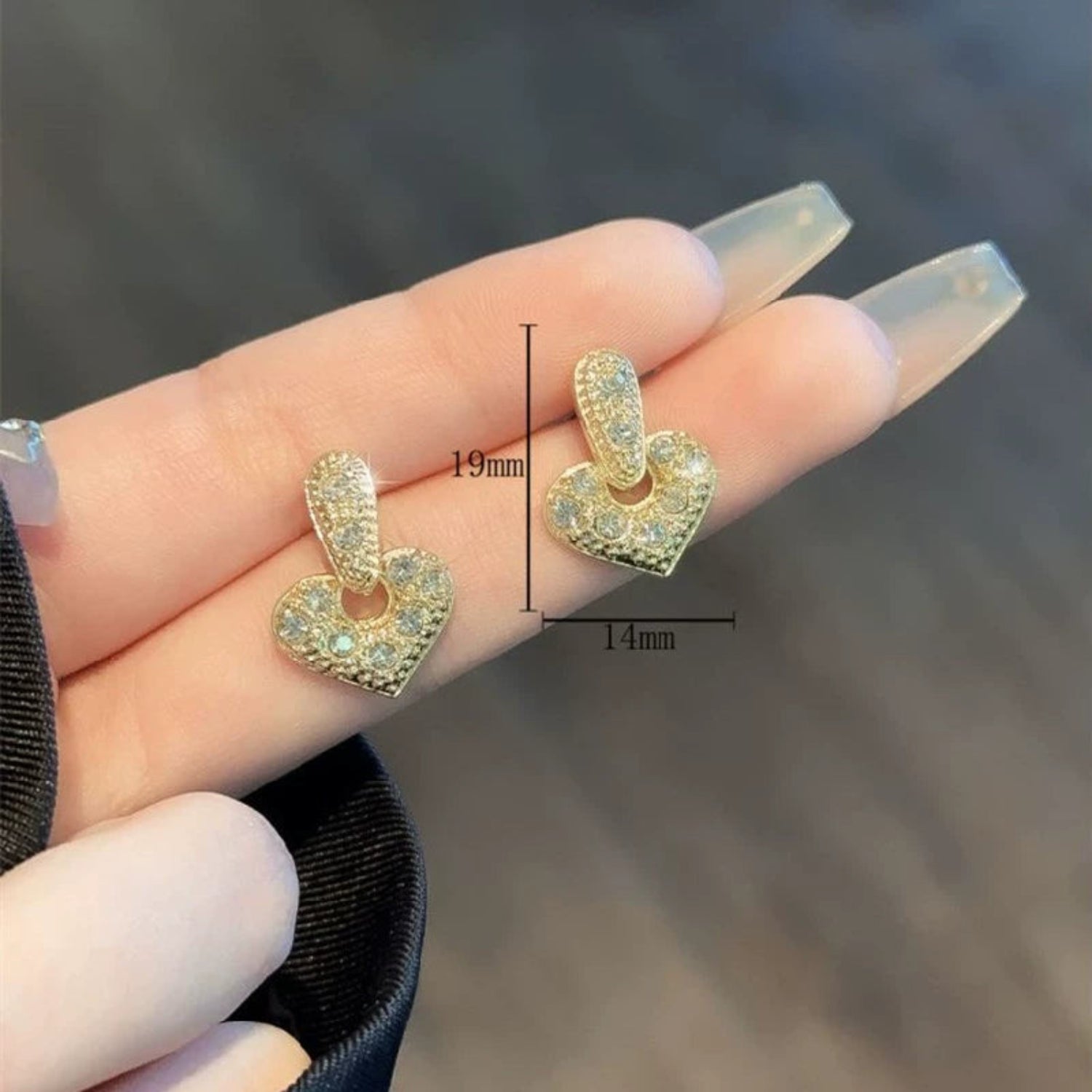 Full Pave Crystal Heart Earrings JLT13535