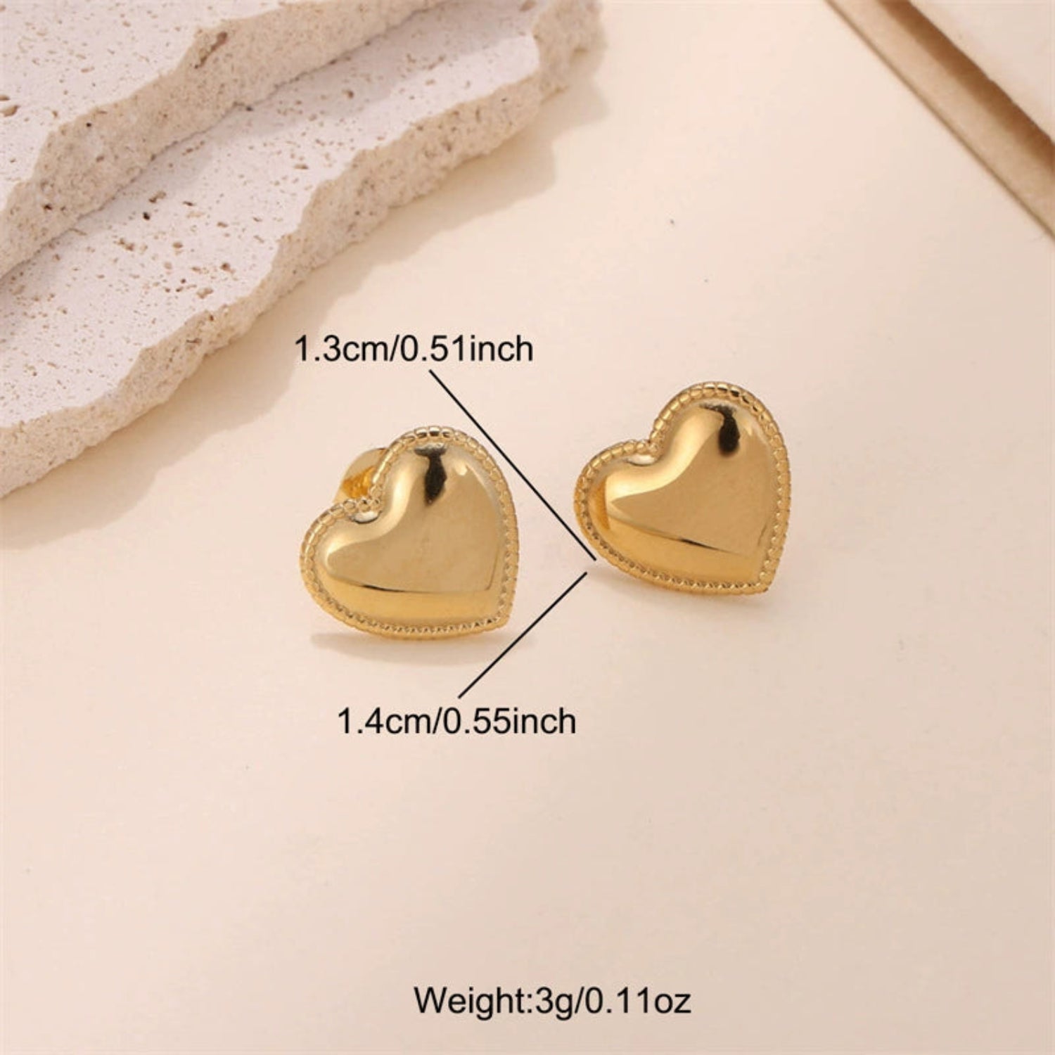 Gold Beaded Heart Studs JLT13538