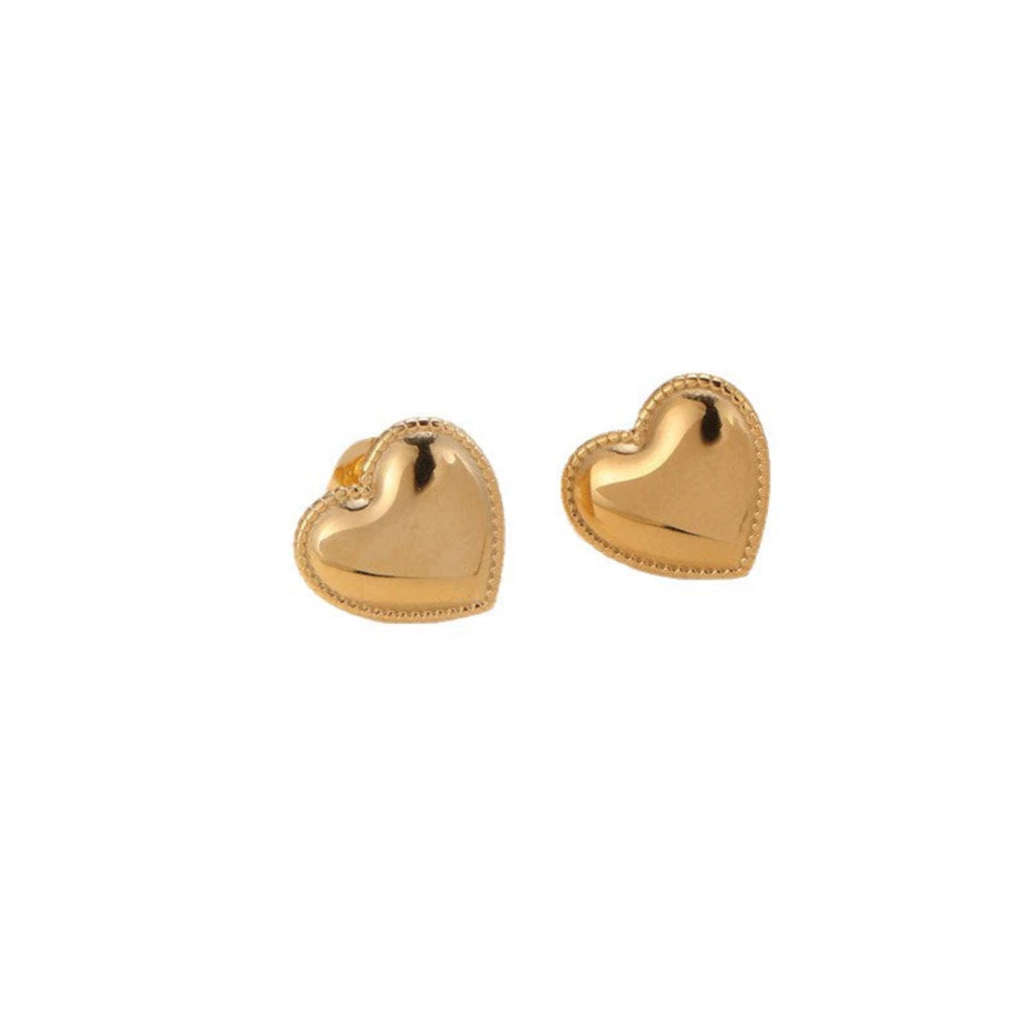 Gold Beaded Heart Studs JLT13538