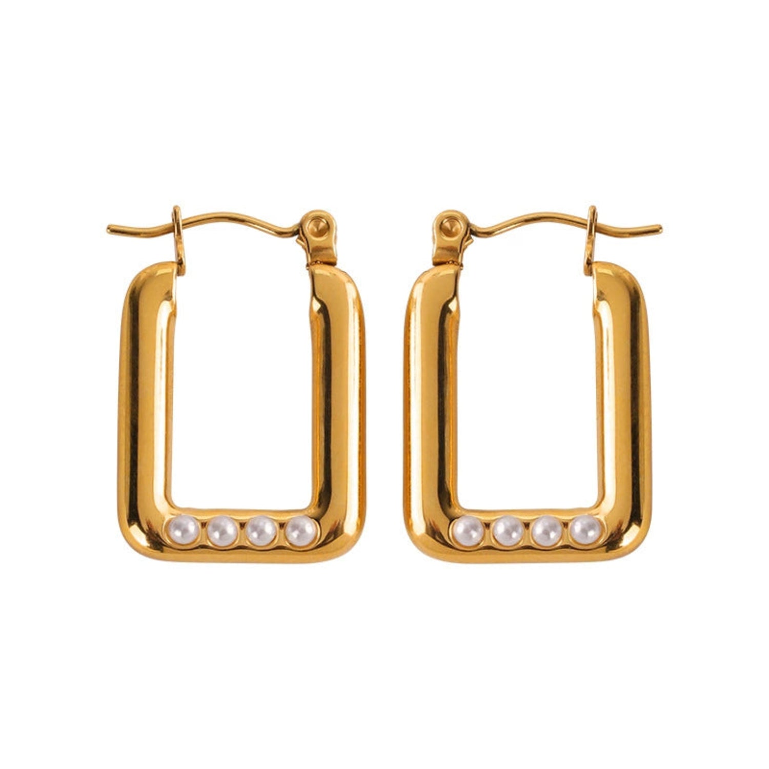 Rectangle Gold Hoop Earrings JLT13549