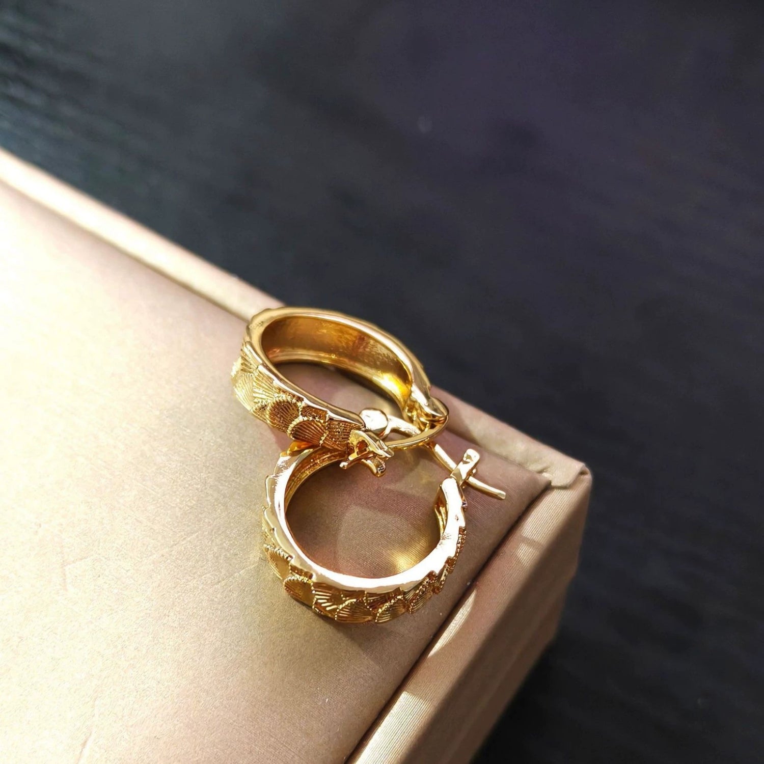 Textured Gold Huggie Hoop Earrings JLT13554