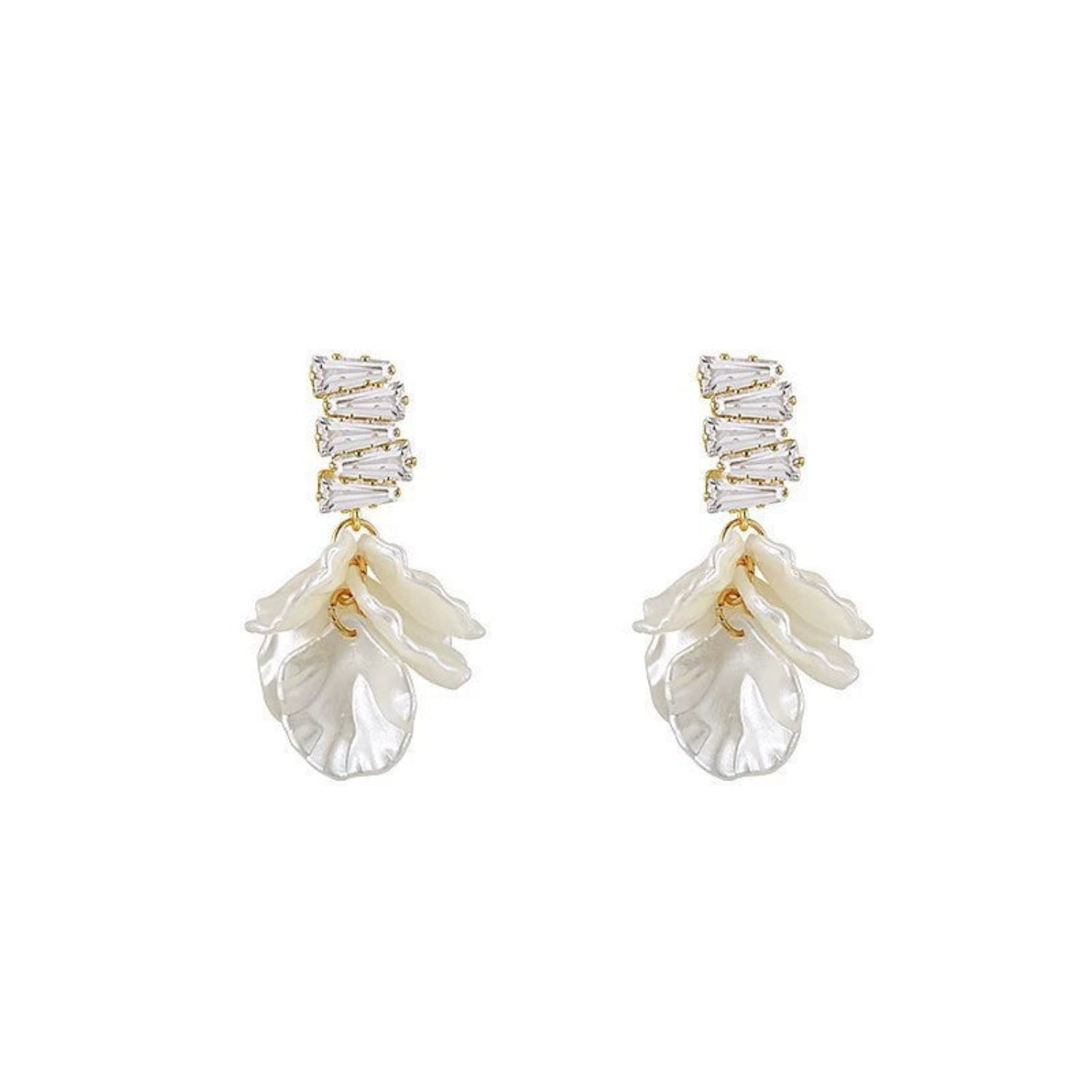 White Petal Crystal Drop Earrings JLT13560