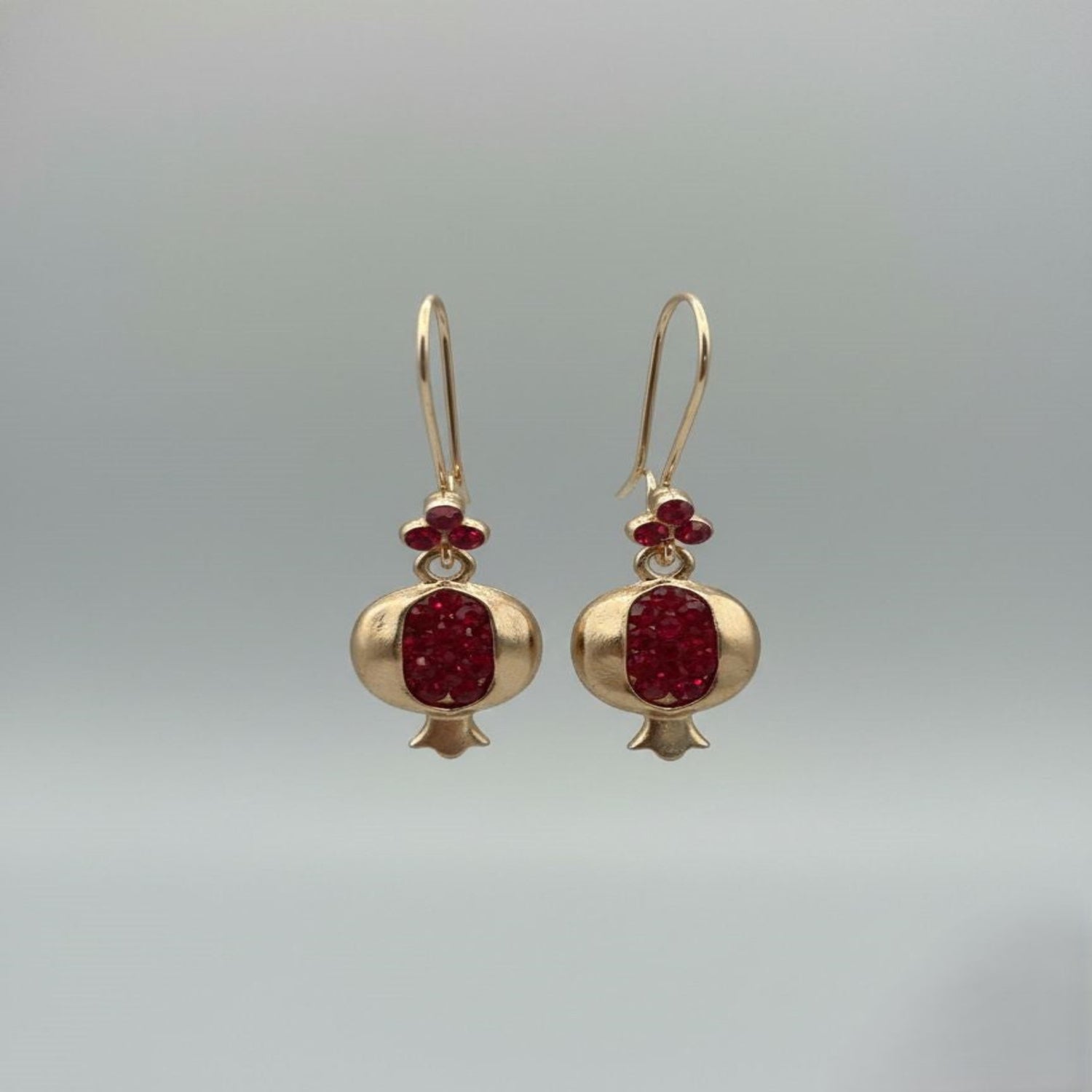 Golden Ruby Pomegranate Drop Earrings JLT13568