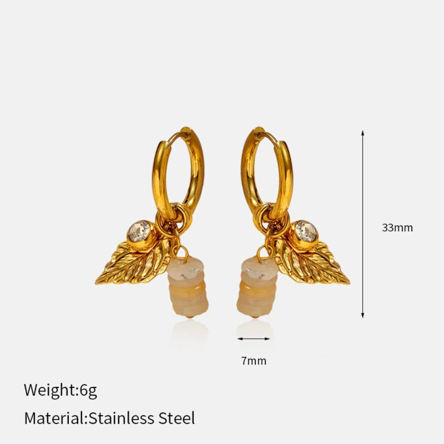 18K Gold Plated Gold Leaf and Citrine Charms JLT13573