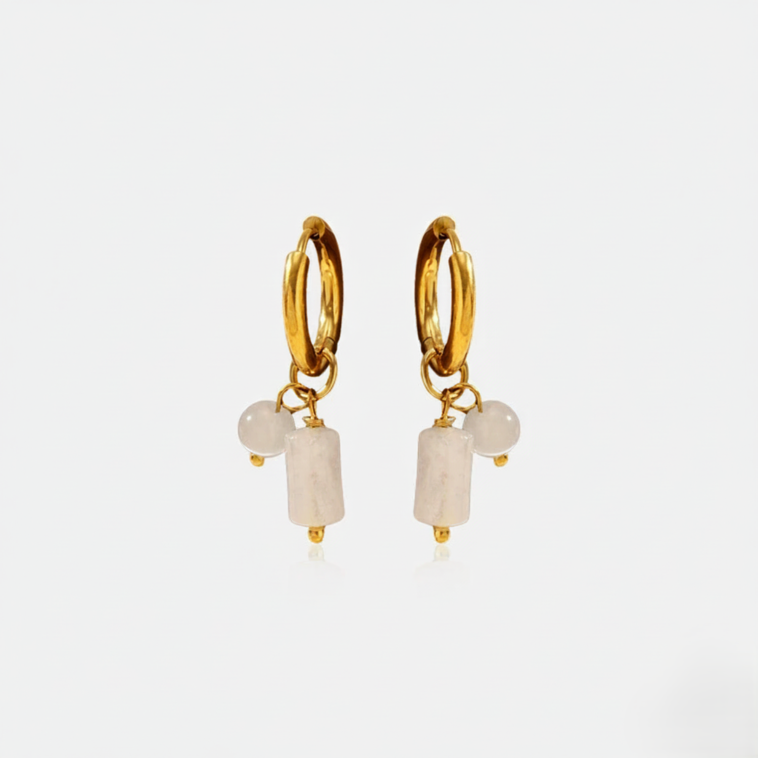 18K Gold Plated Gold Huggies with Quartz Charms JLT13574