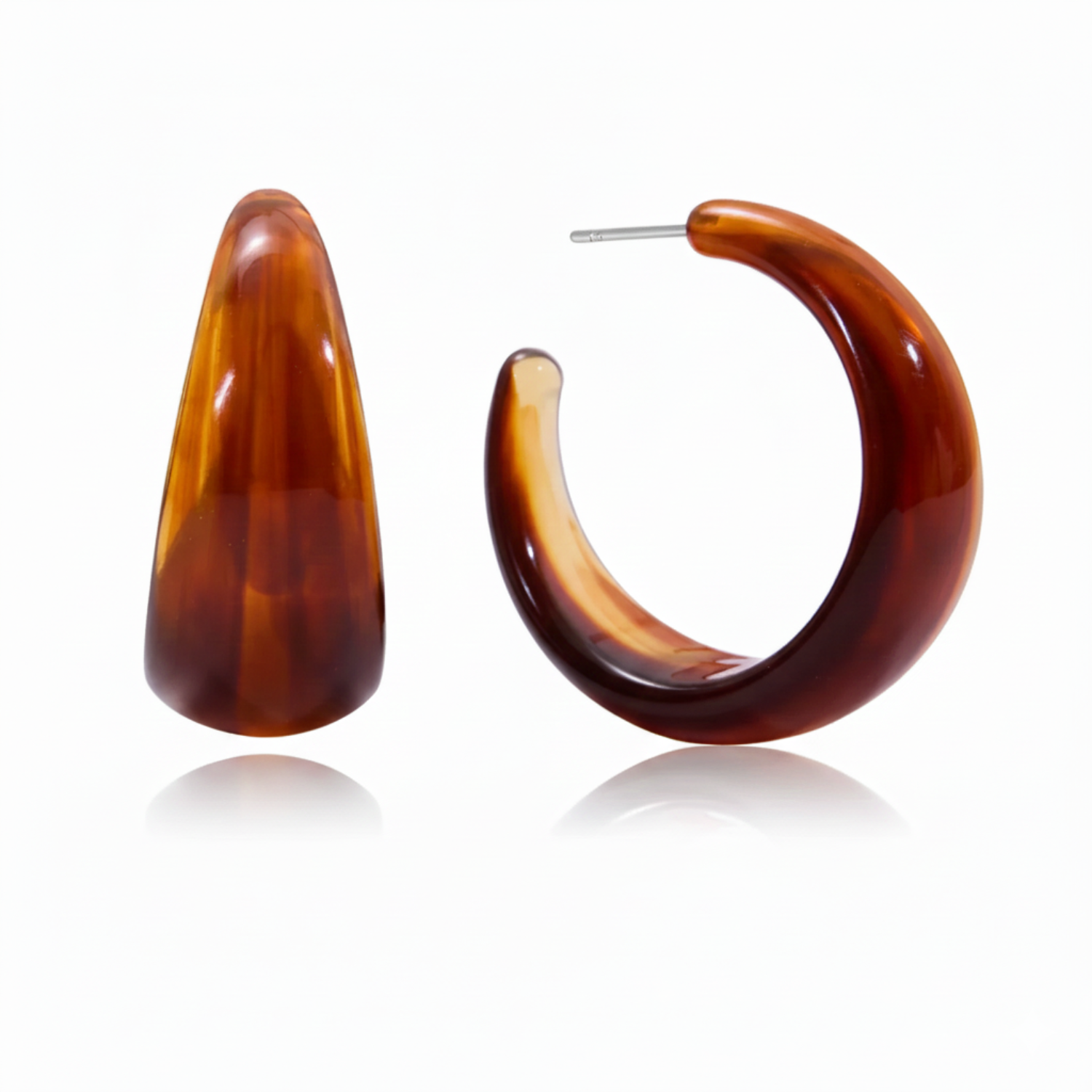 Amber Tortoise Chunky Hoop Earrings JLT13586