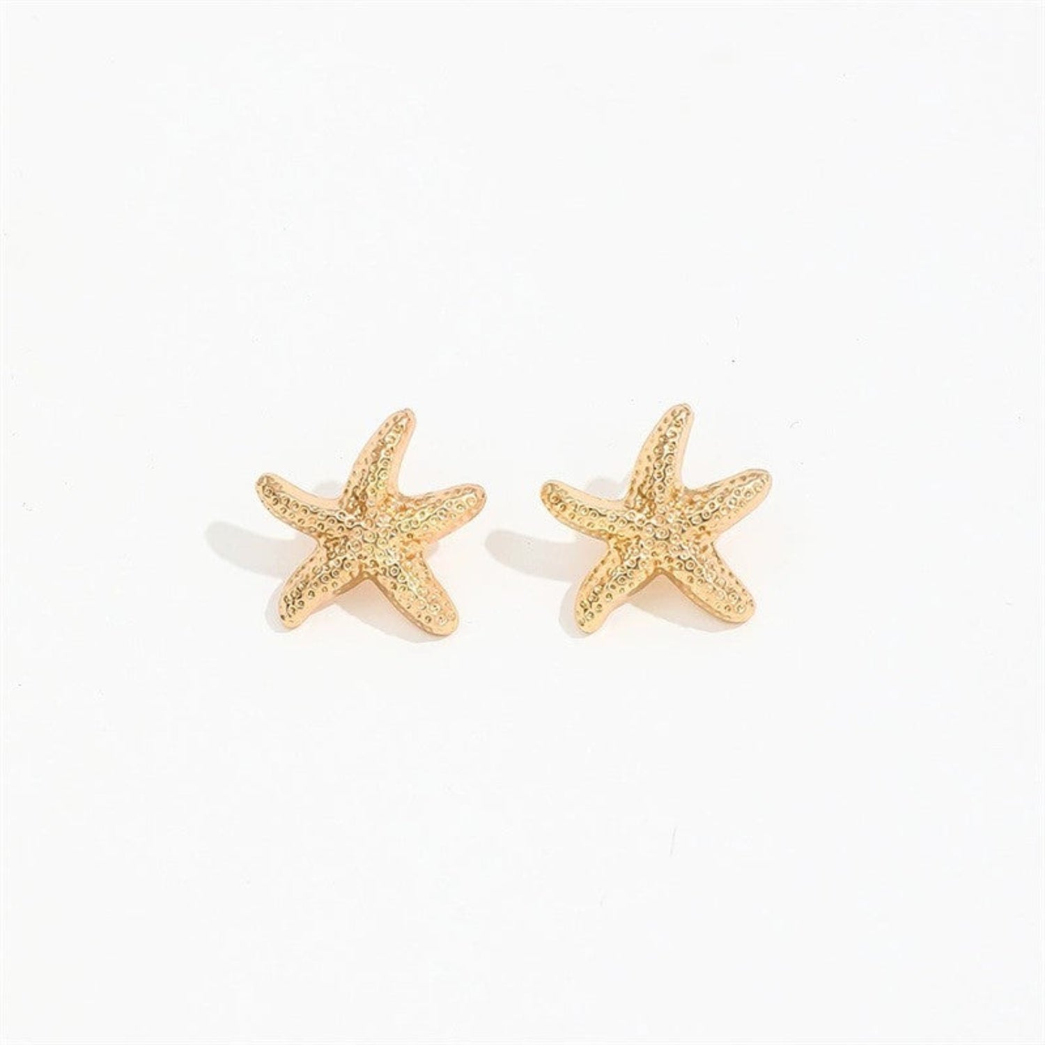 Gold Textured Starfish Stud Earrings JLT13643