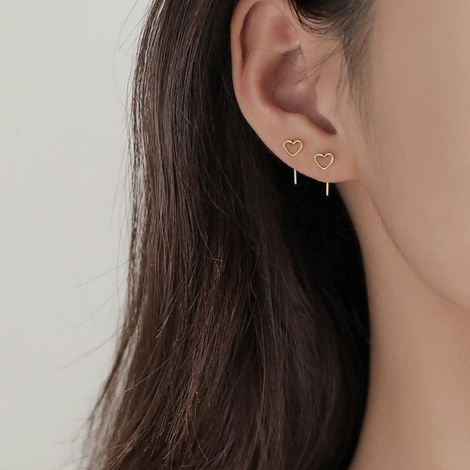 Gold Open Heart Stud Earrings JLT13644
