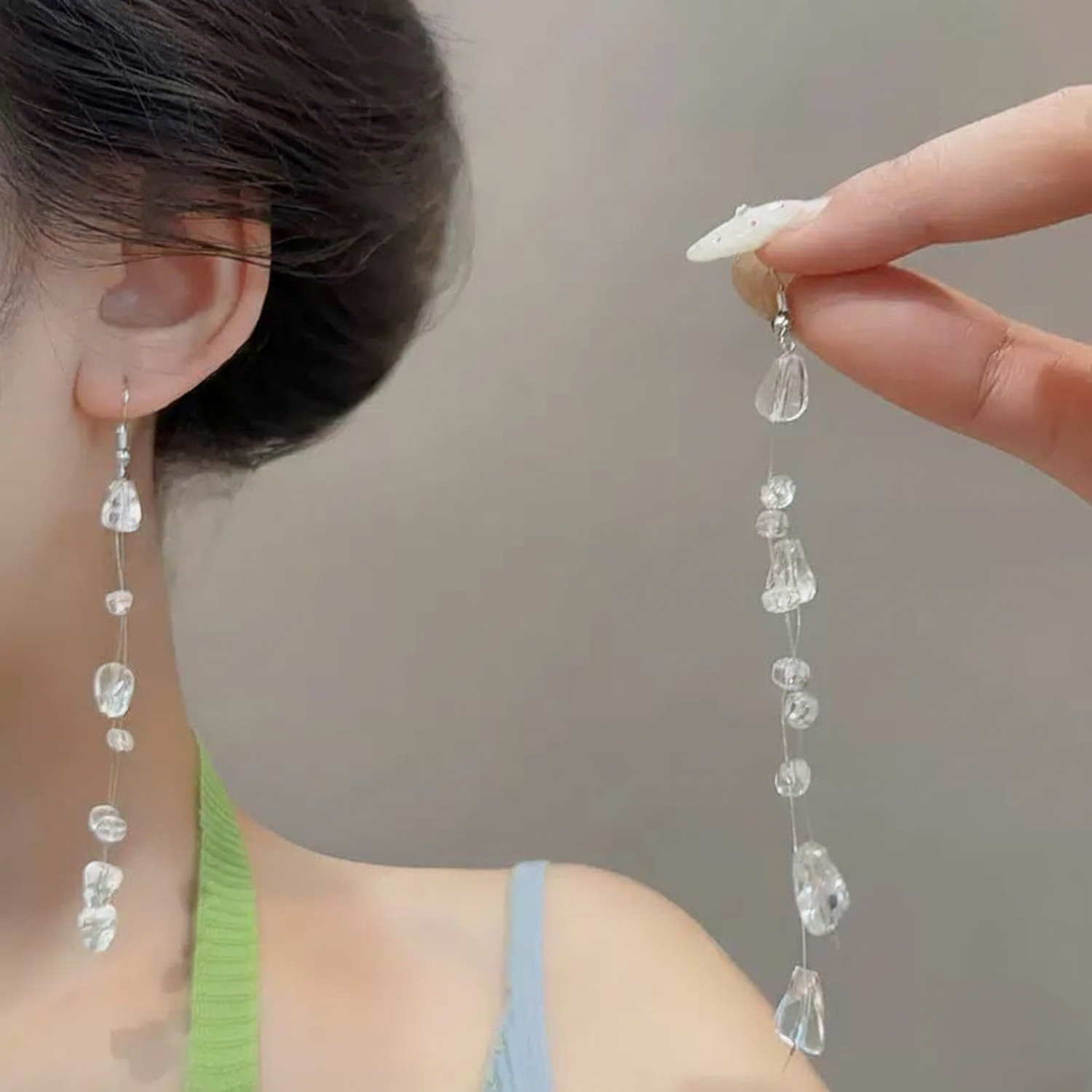 Ethereal Floating Crystal Drop Earrings JLT13647