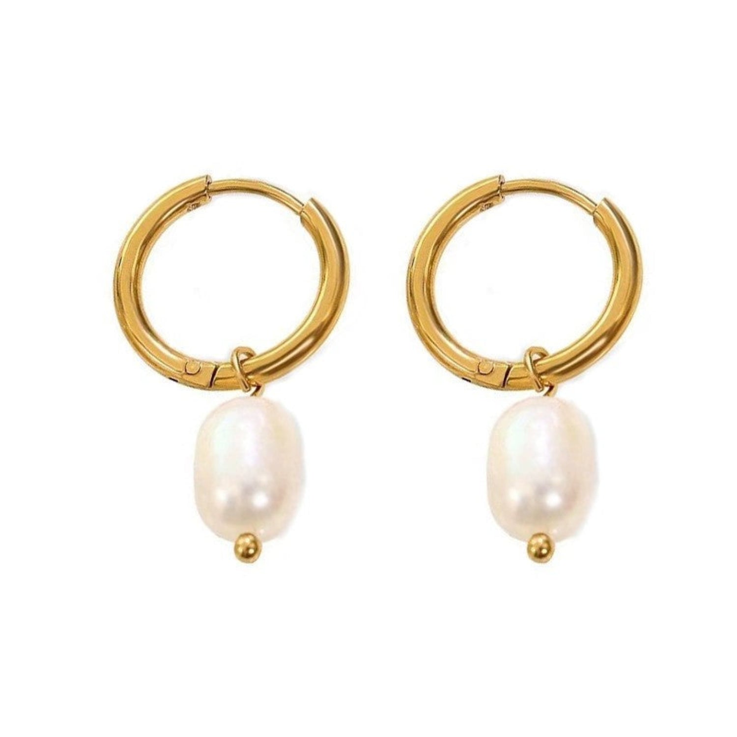 Gold Hoop Freshwater Pearl Earrings JLT13664