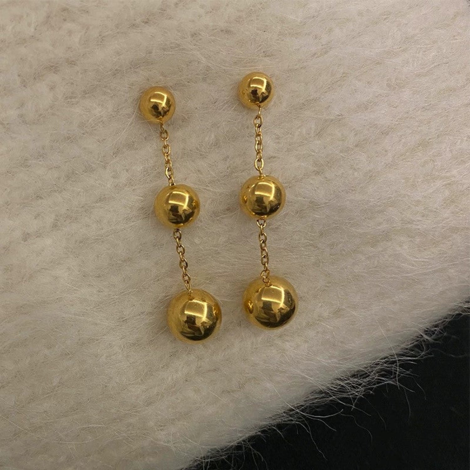 Gold Triple Ball Drop Earrings JLT13666