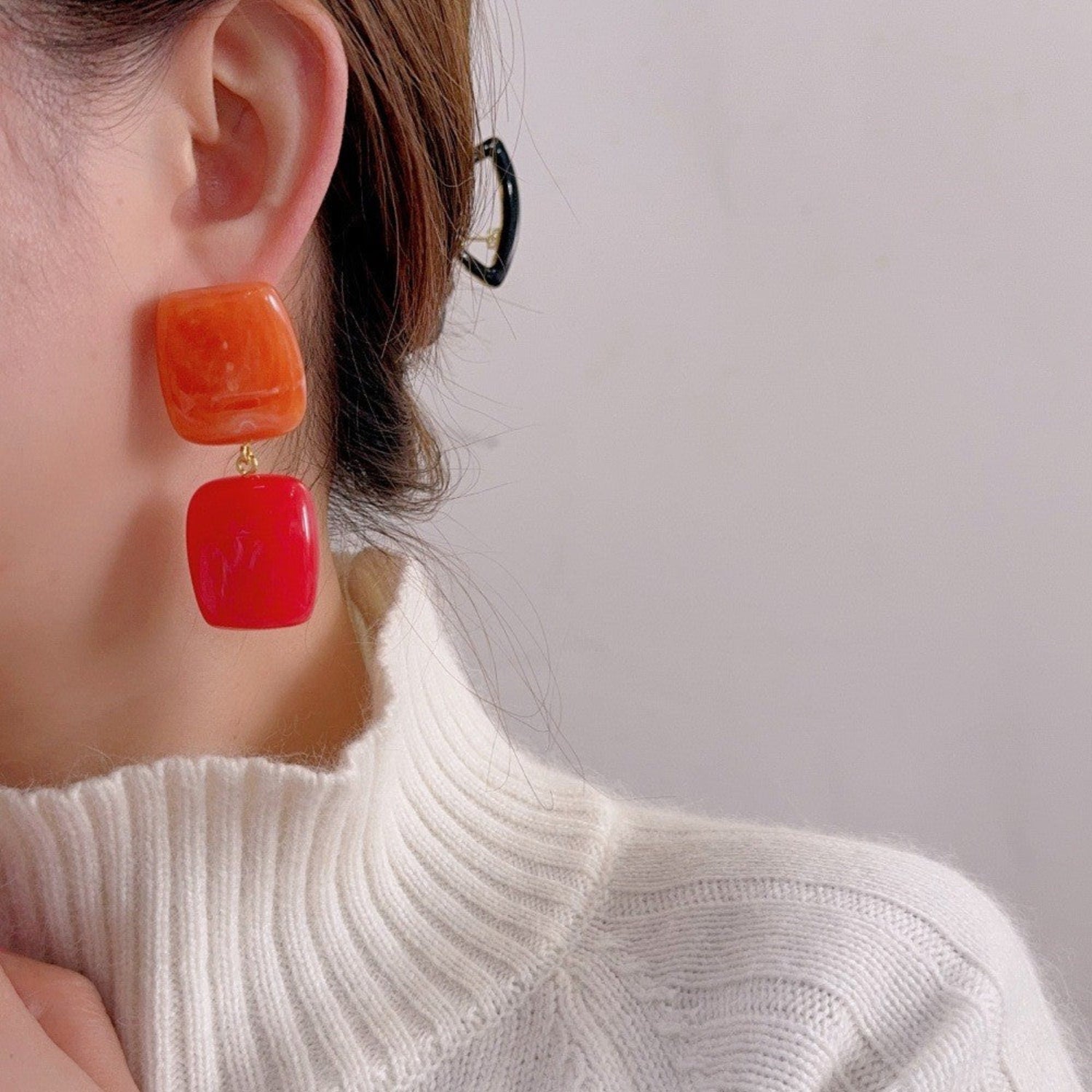 Pink Tiered Sculptural Resin Earrings JLT13670