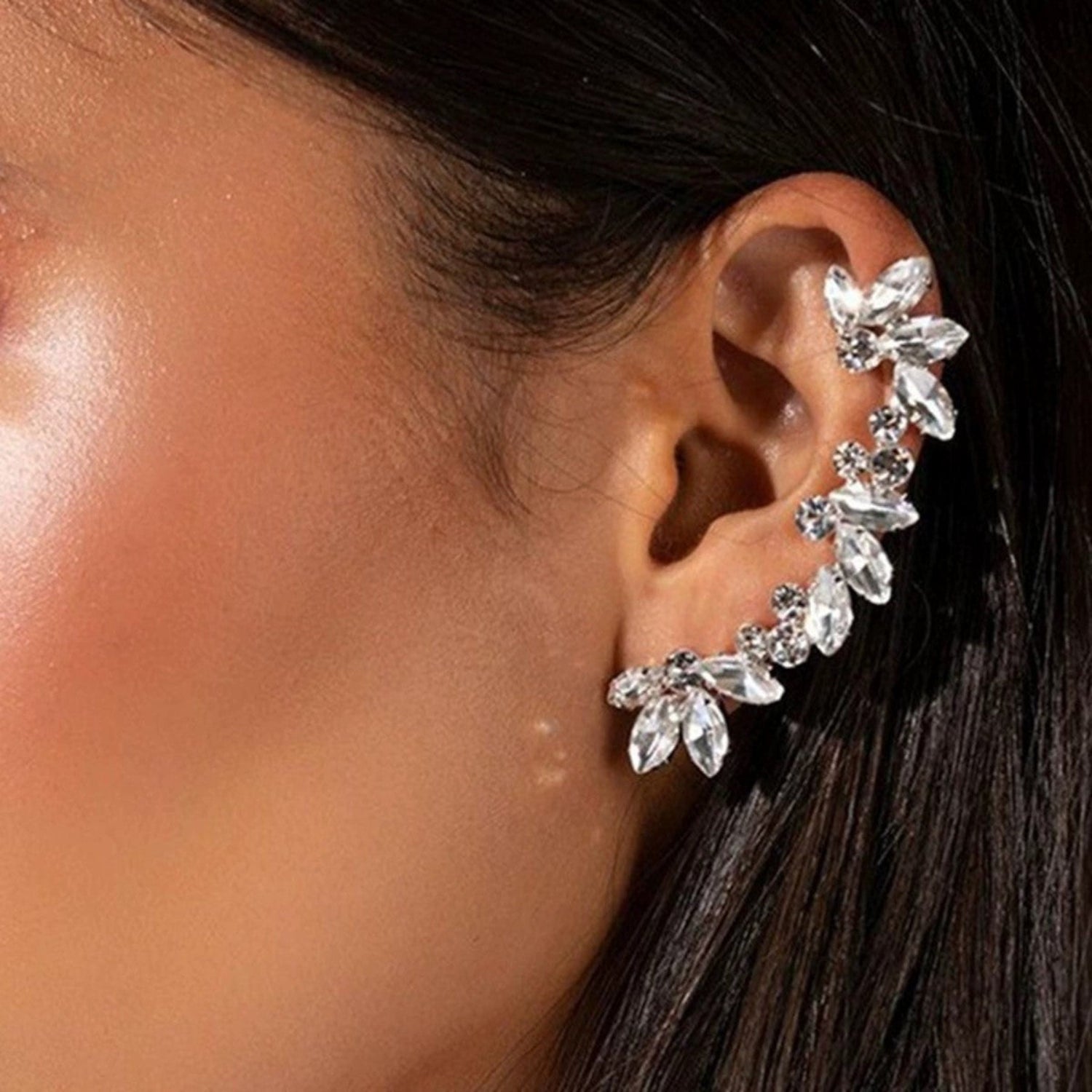 Sparkling Crystal Leaf Ear Climbers JLT13671