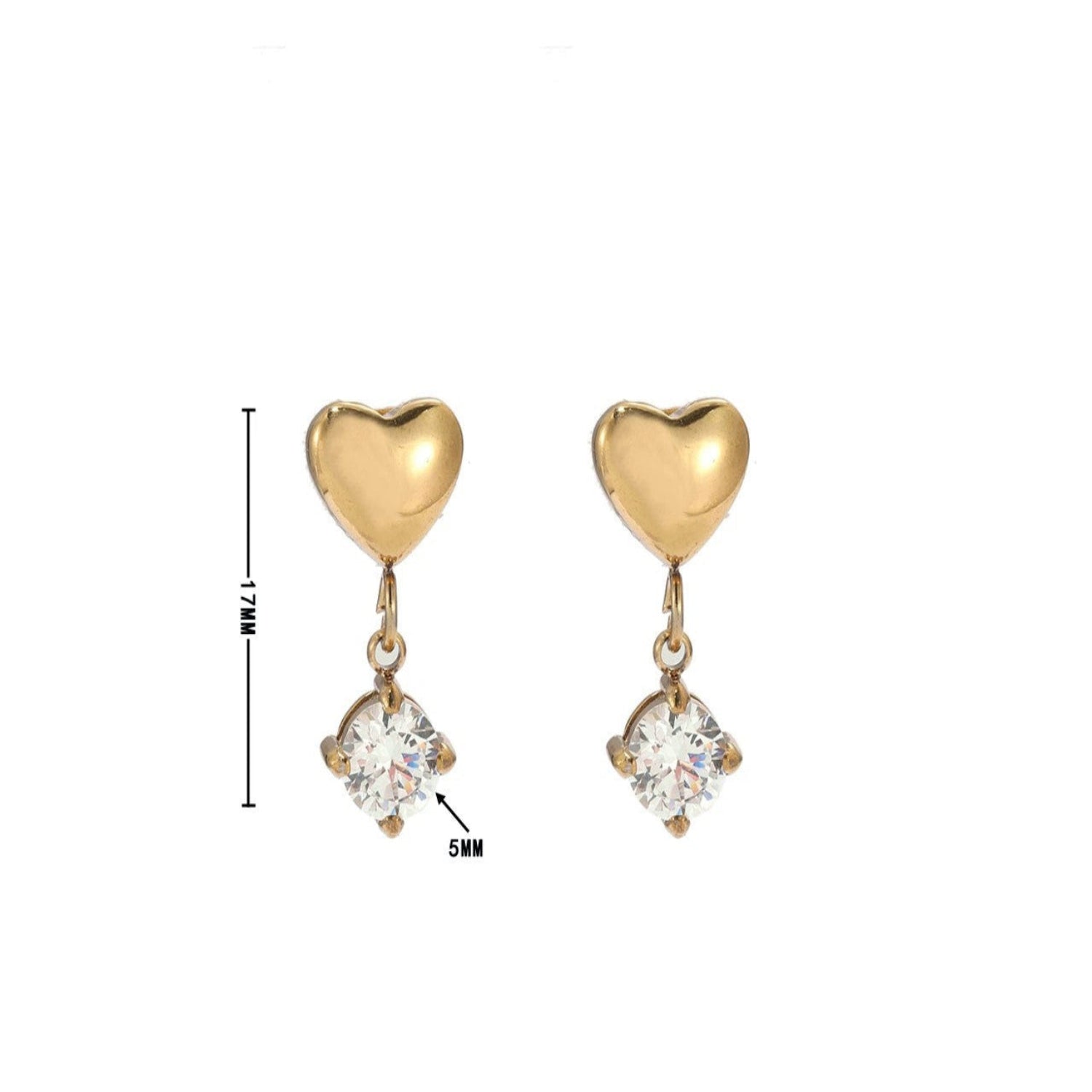 Gold Heart Crystal Drop Earrings JLT13699