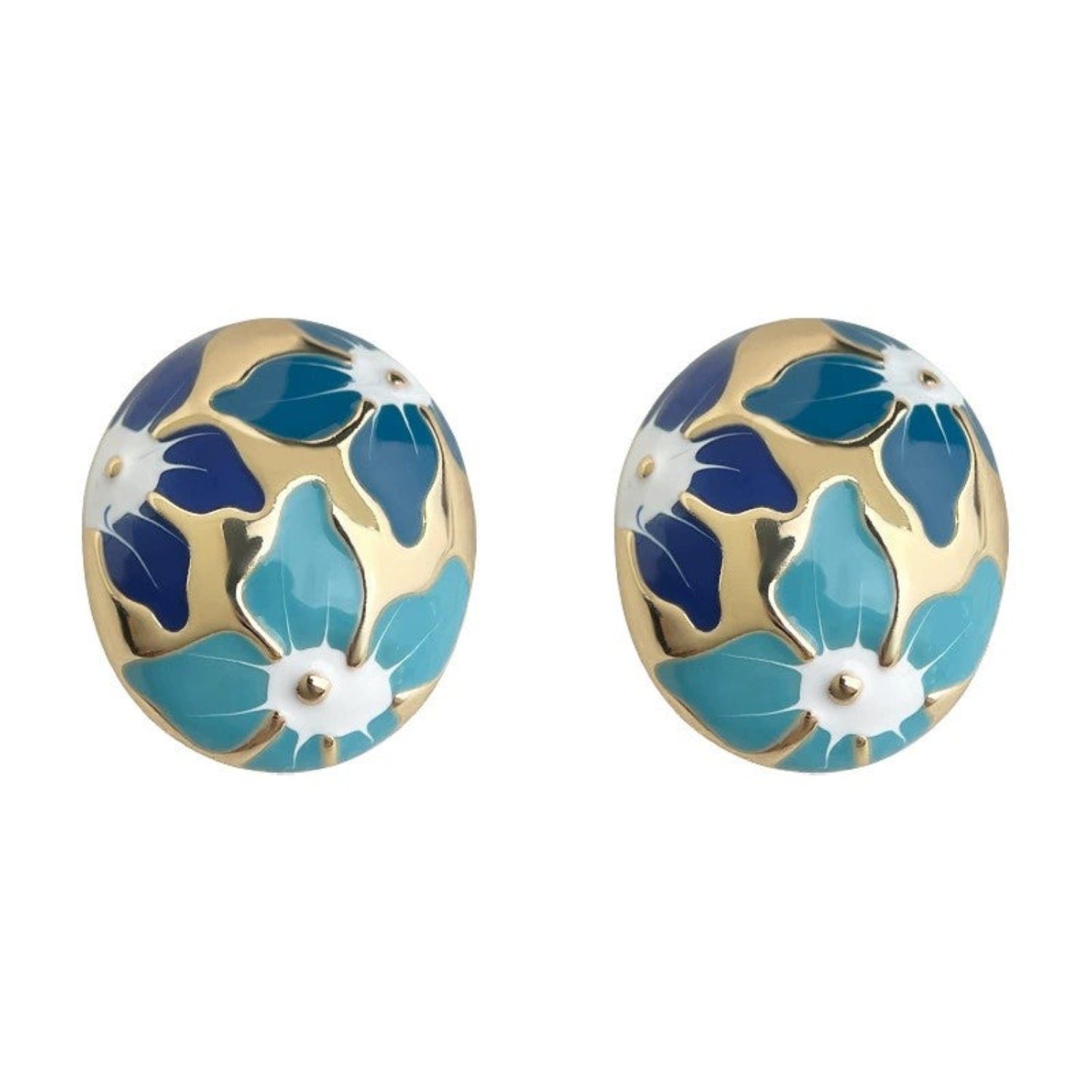 Enamel Floral Gold Stud Earrings JLT13713