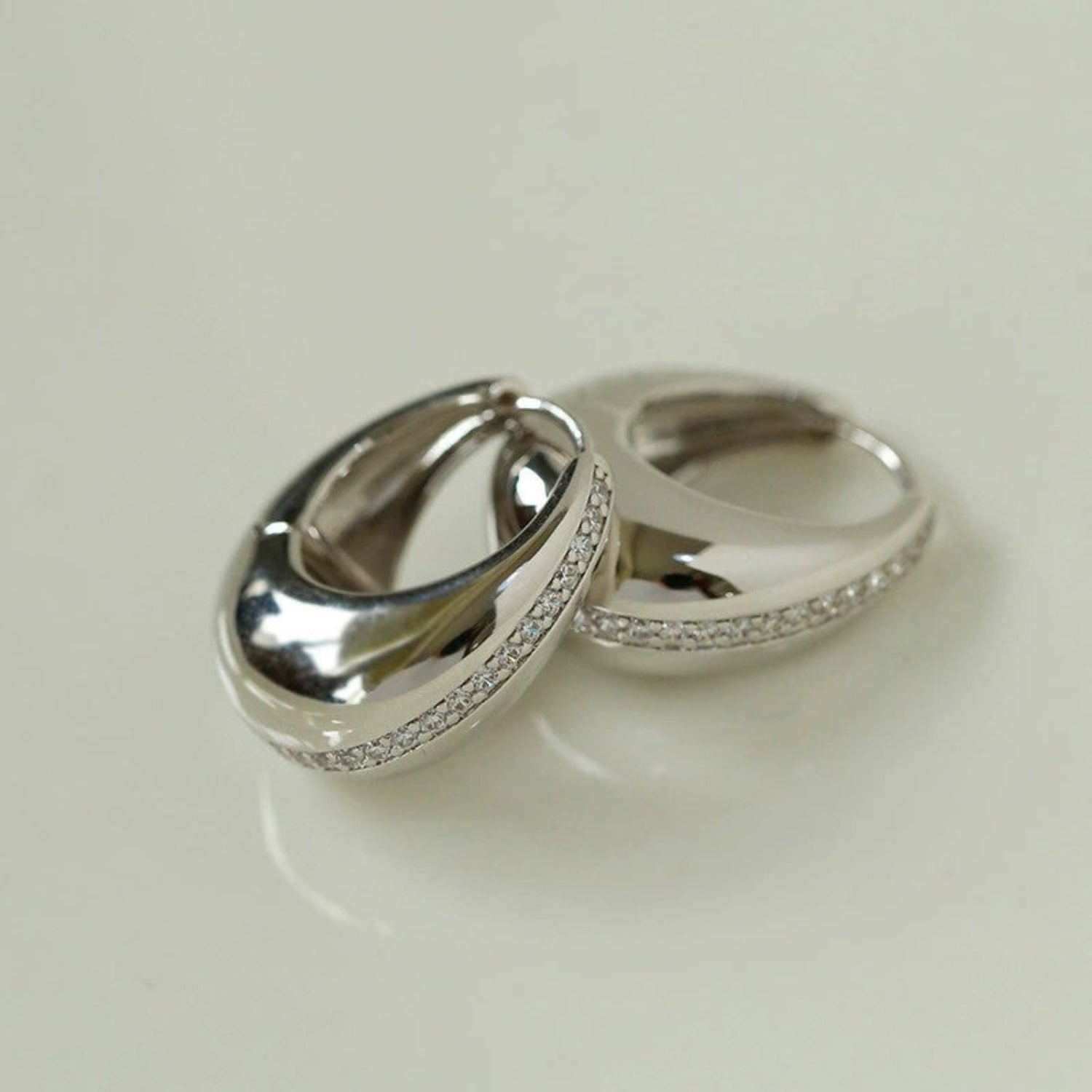 Silver Crystal Pavé Teardrop Hoops JLT13719