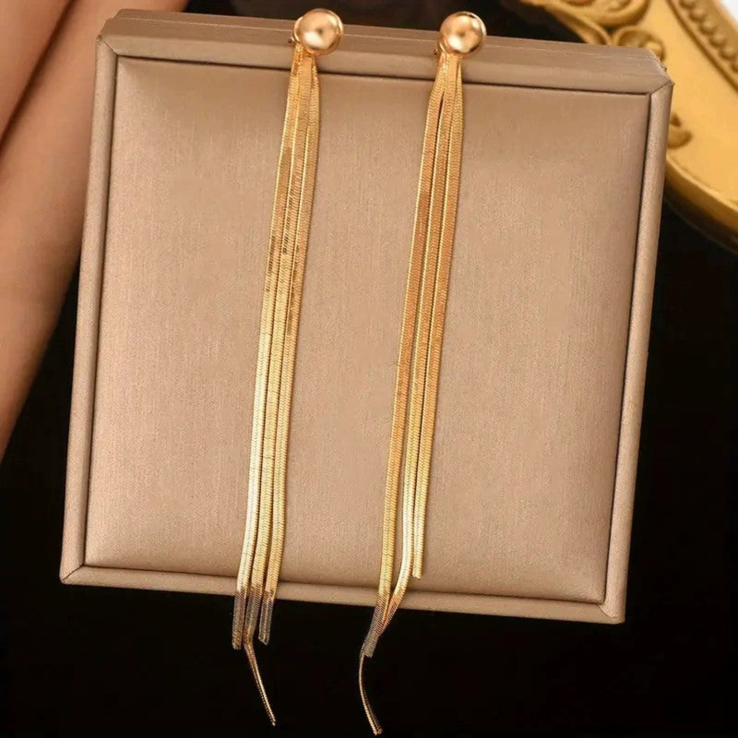 Long Gold Snake Chain Drops JLT13720
