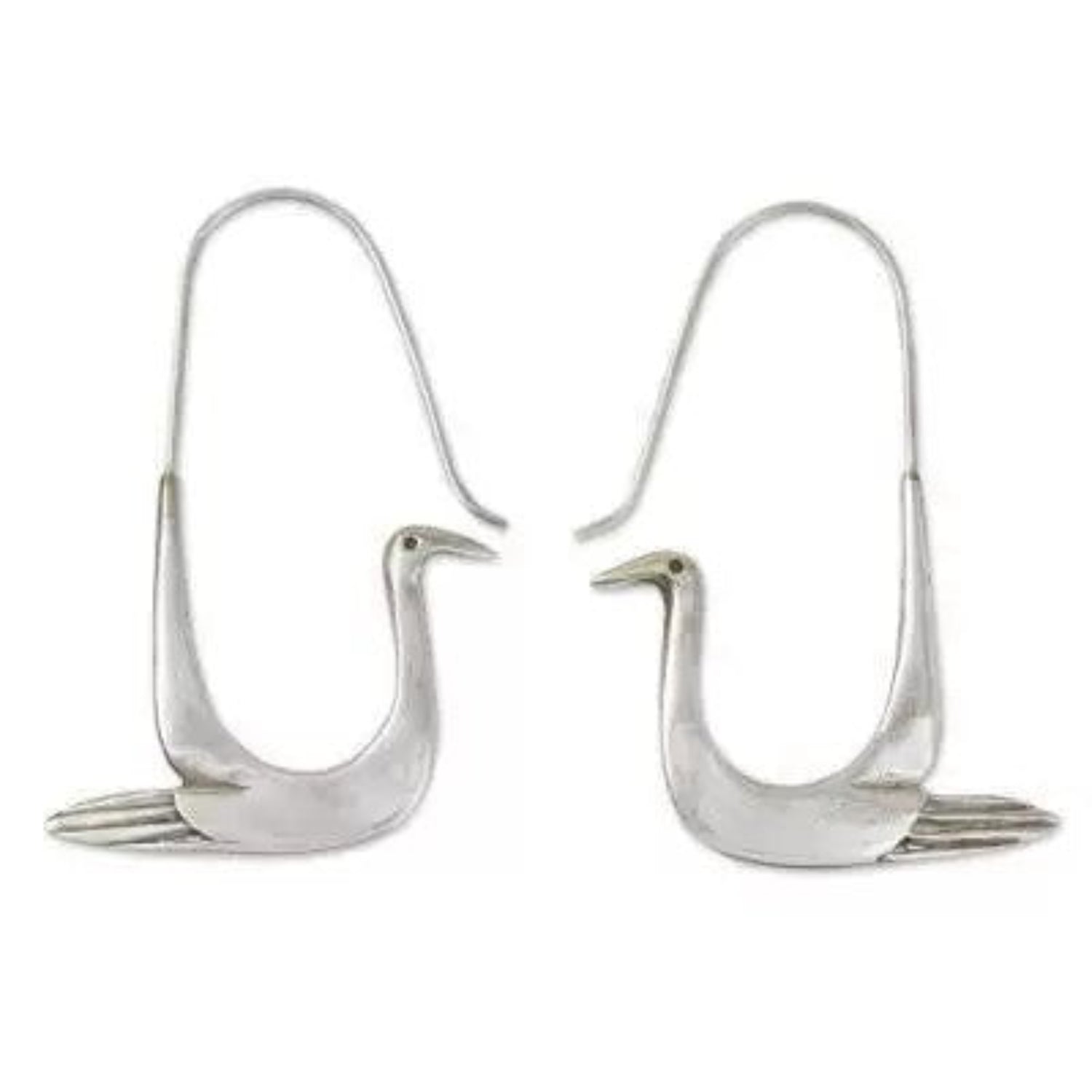 Elegant Silver Swan Hoop Earrings JLT13729