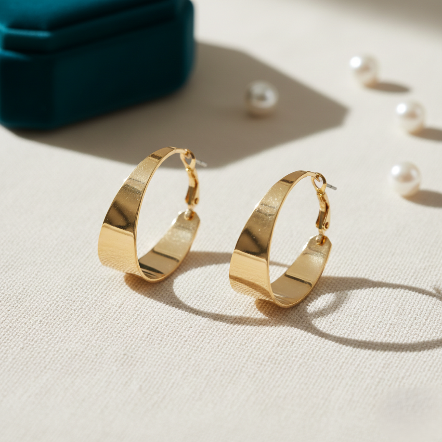 Wide Tapered Gold Hoop Earrings JLT13736