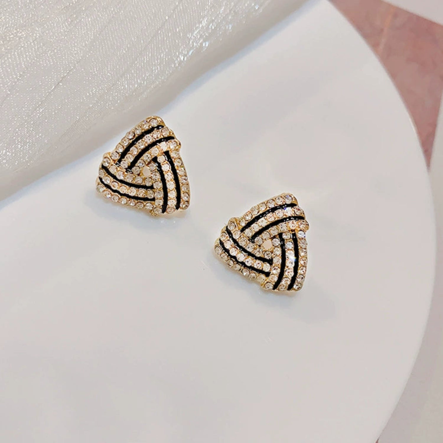 Triangular Crystal Pave Stud Earrings JLT13739